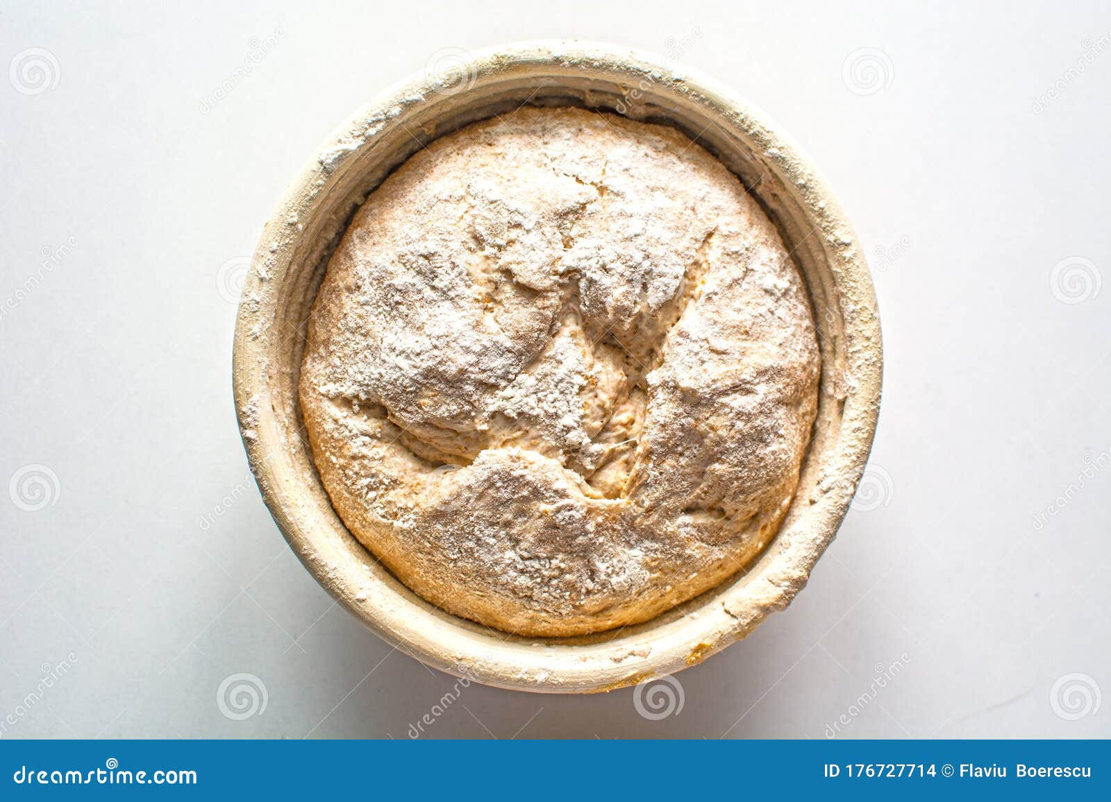 bread dough raw in proofing basket