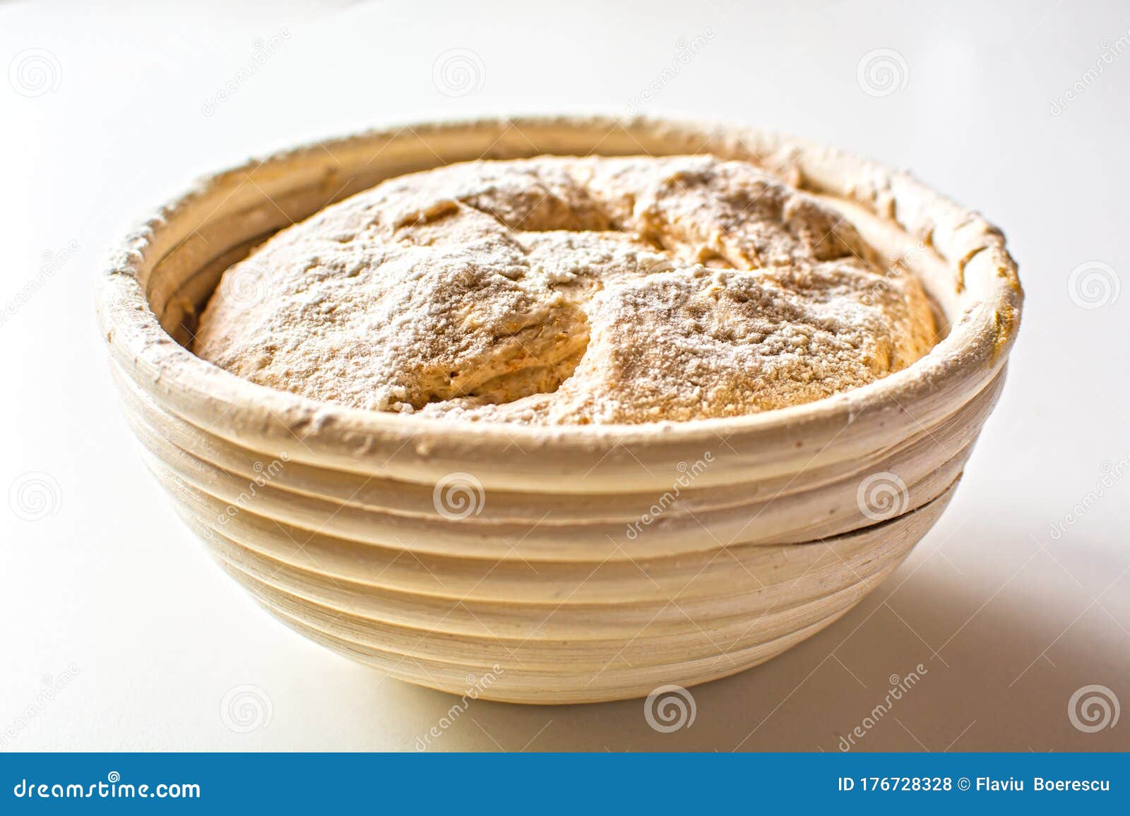 bread dough raw in proofing basket