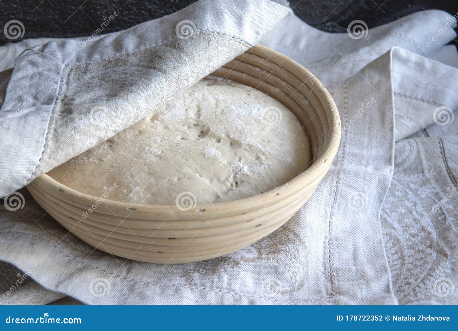 Bread Dough Rising in Basket, Home Made Stock Photo Image of cooking, board 178722352