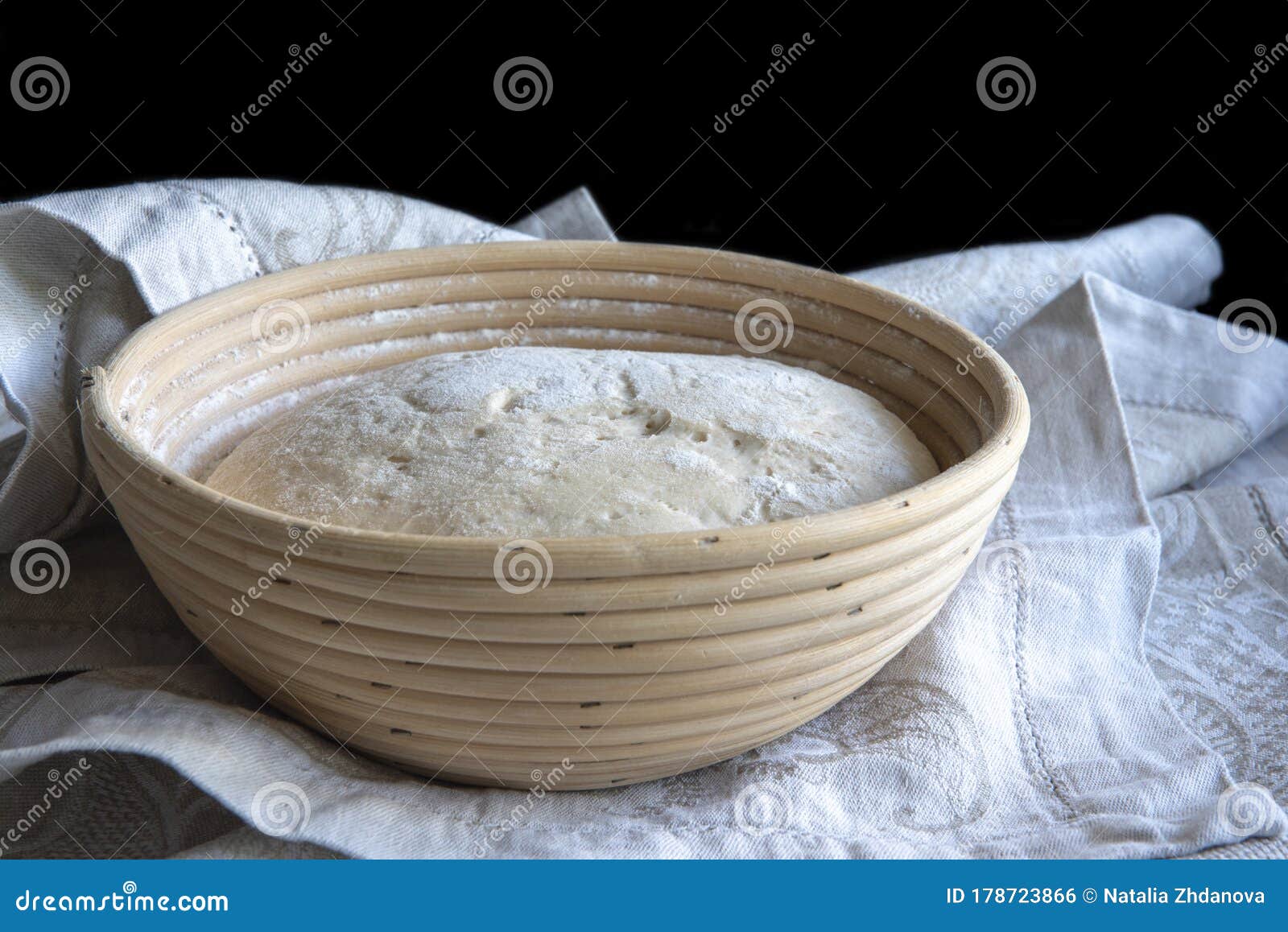 Bread Dough Rising in Basket, Home Made Stock Photo Image of white, mixing 178723866