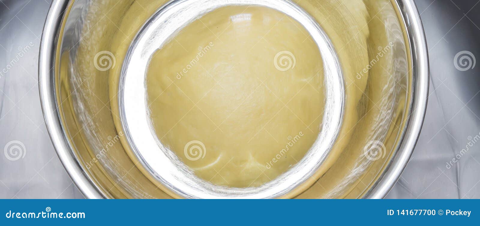 Bread Dough in Stainless Steel Bowl Stock Photo Image of meal, rise