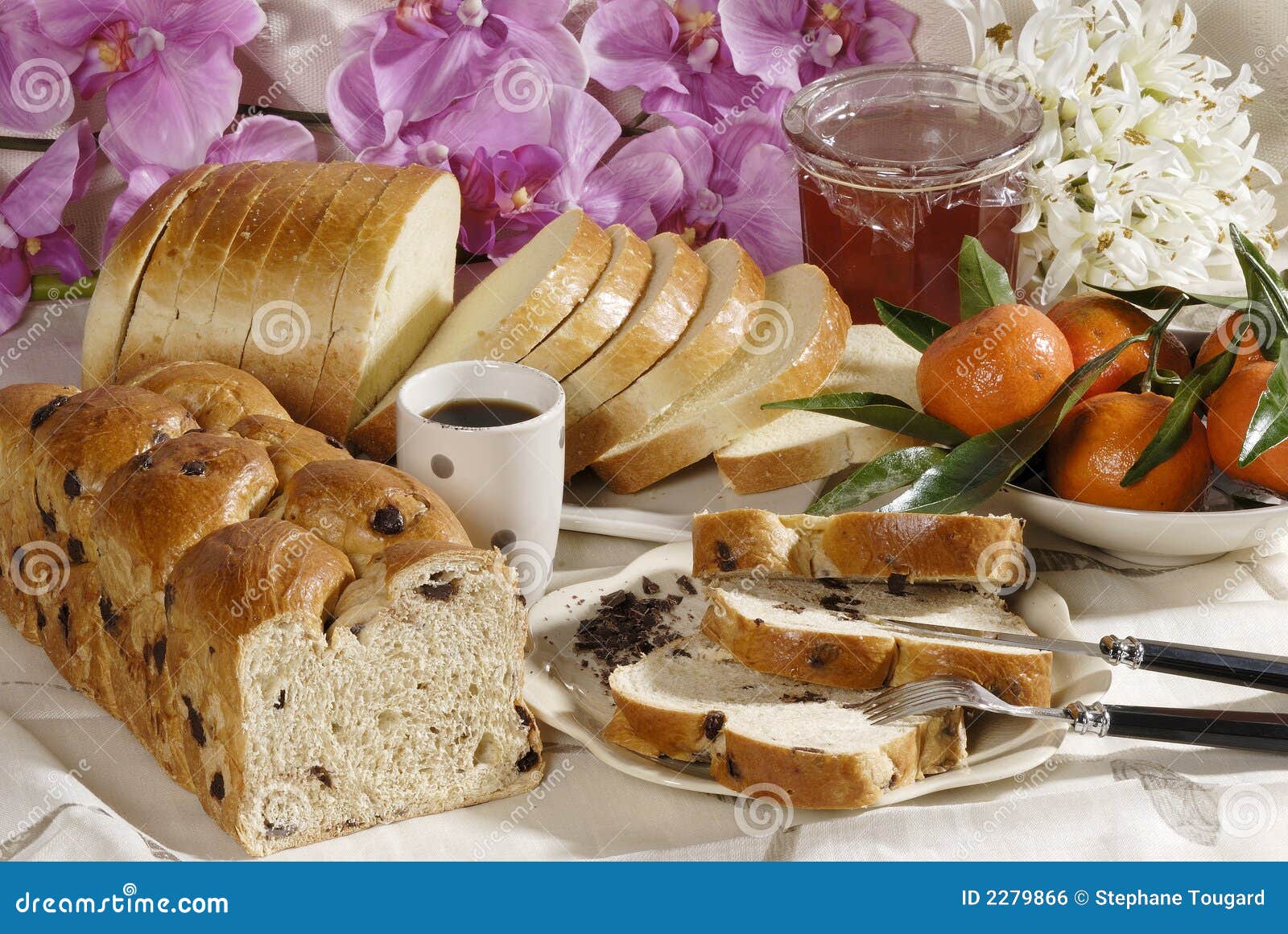 Bread, Fruit and Jam stock photo. Image of buffet, loaf 2279866