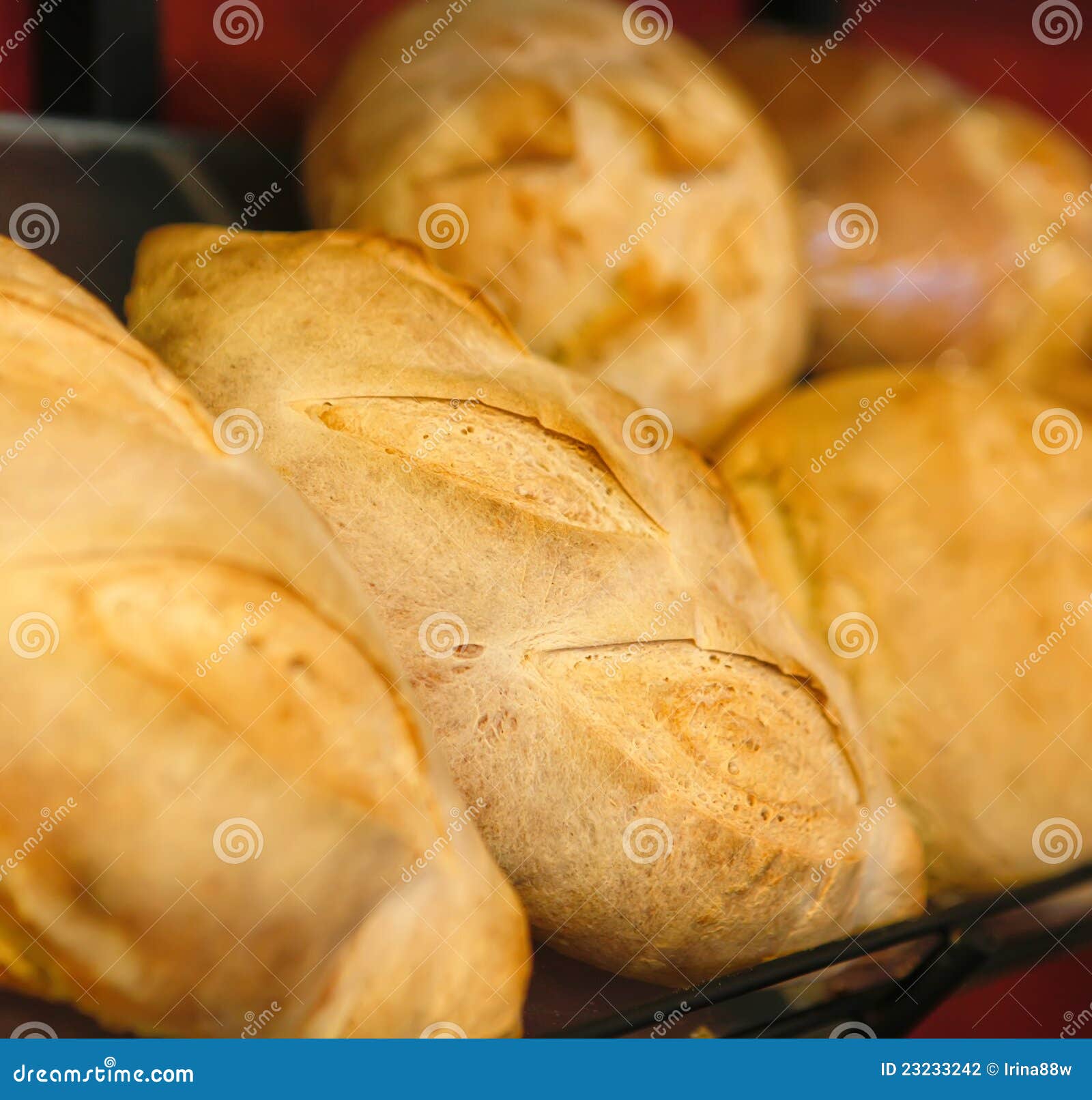 Bread Golden in Bakery Close Up. Stock Photo Image of food
