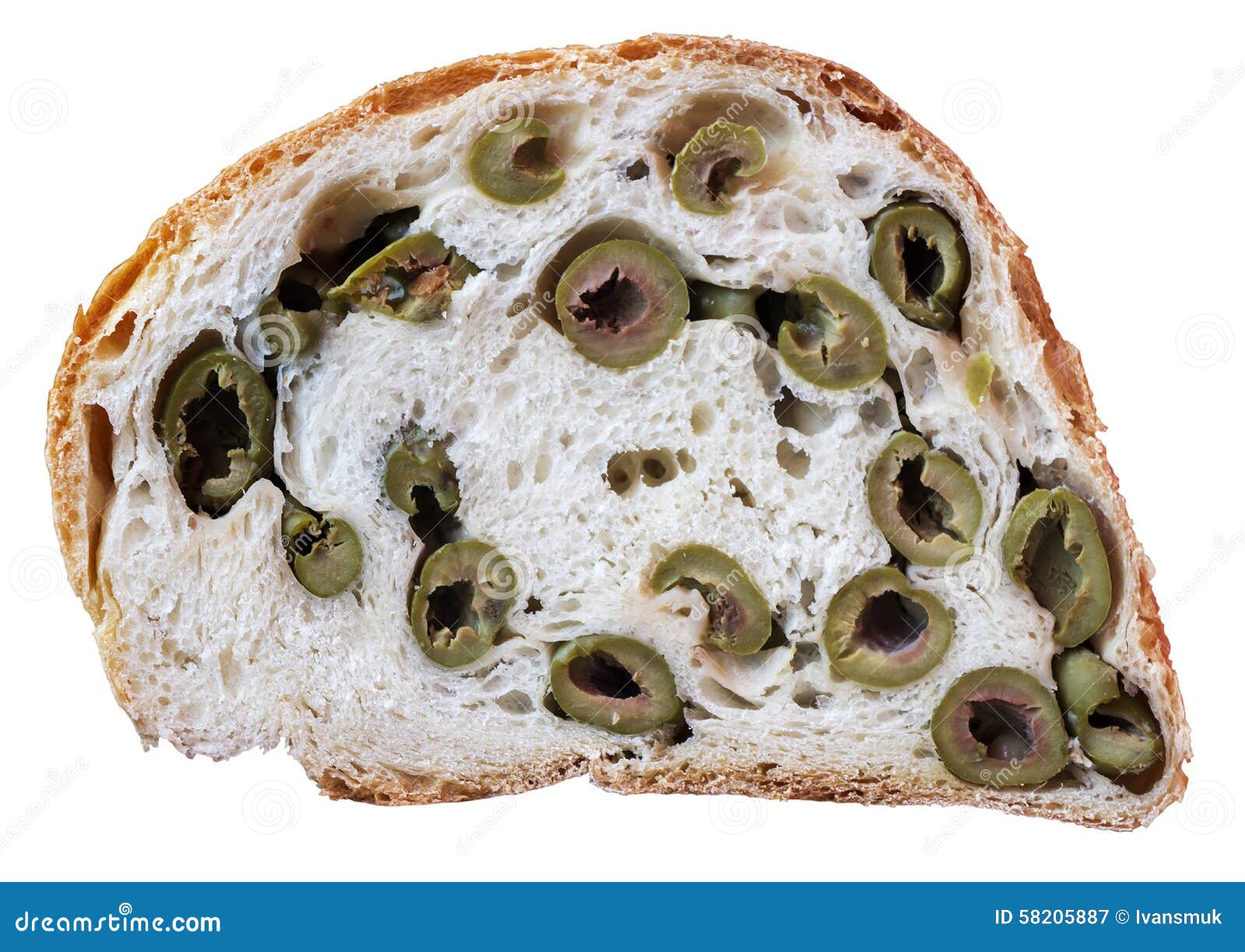 Bread with green olives stock image. Image of path, food 58205887