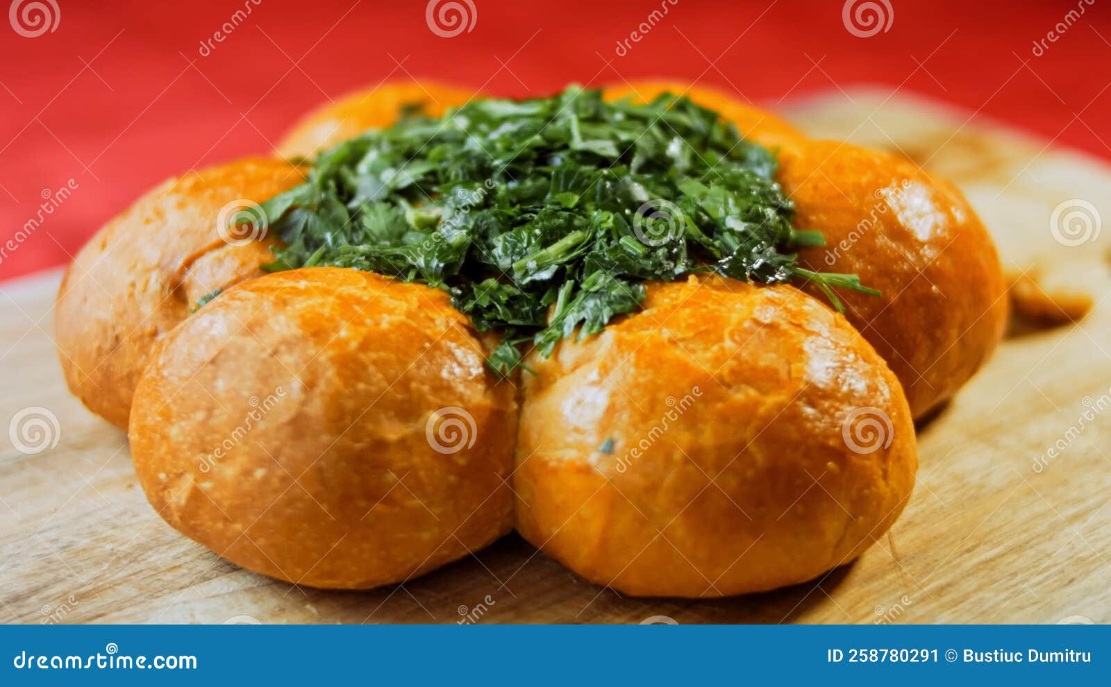 Bread with Greens and Garlic Stock Video Video of meal, seafood