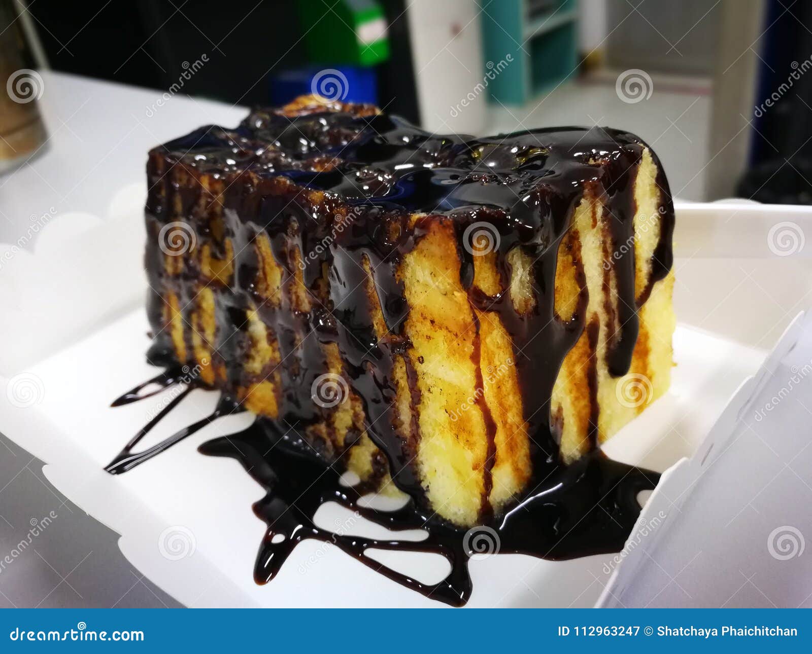 Bread Grill with Butter and Chocolate Sauce Stock Image Image of