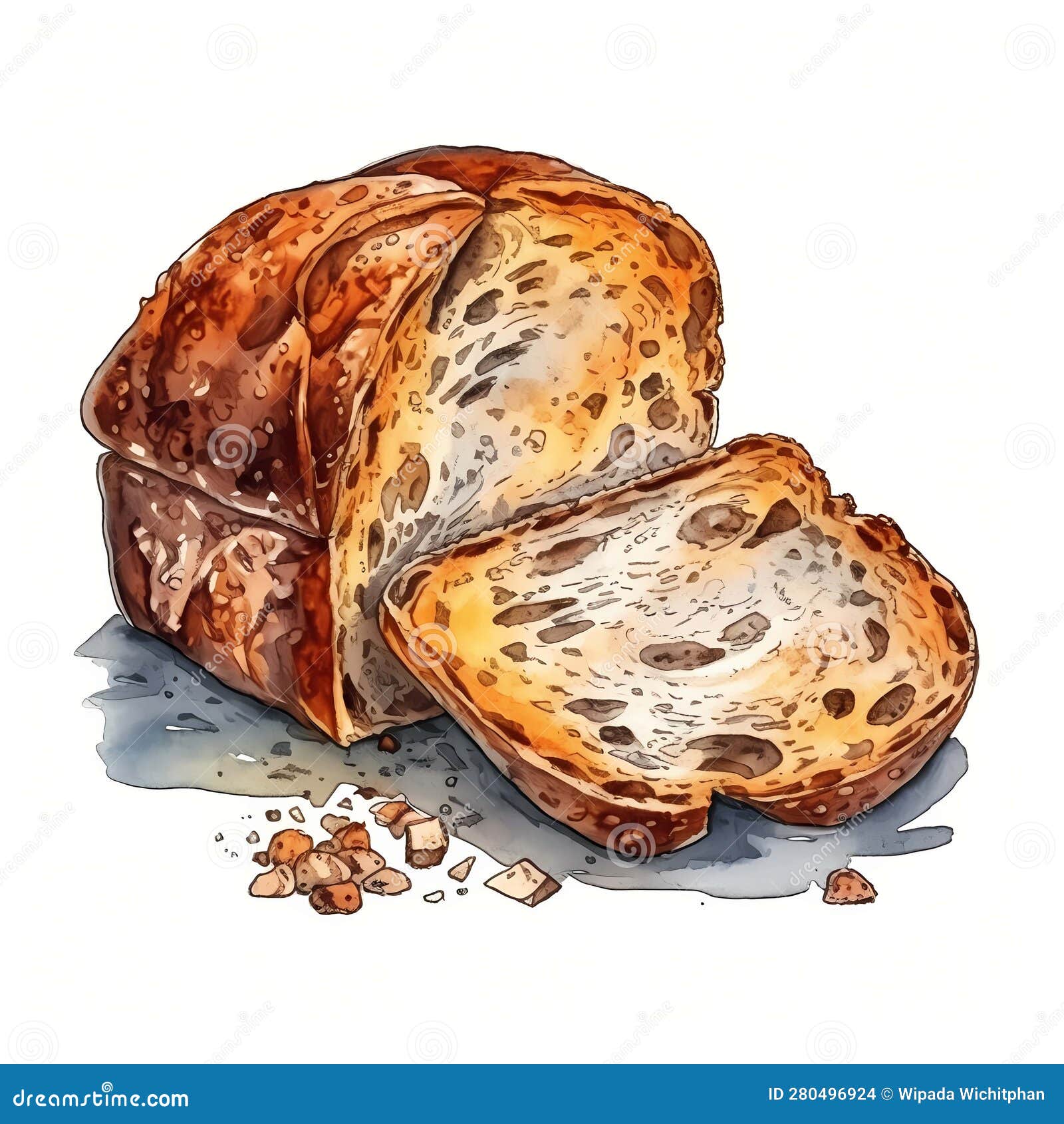 Bread Illustration, Realistic Bread, Bread Shop Stock Illustration