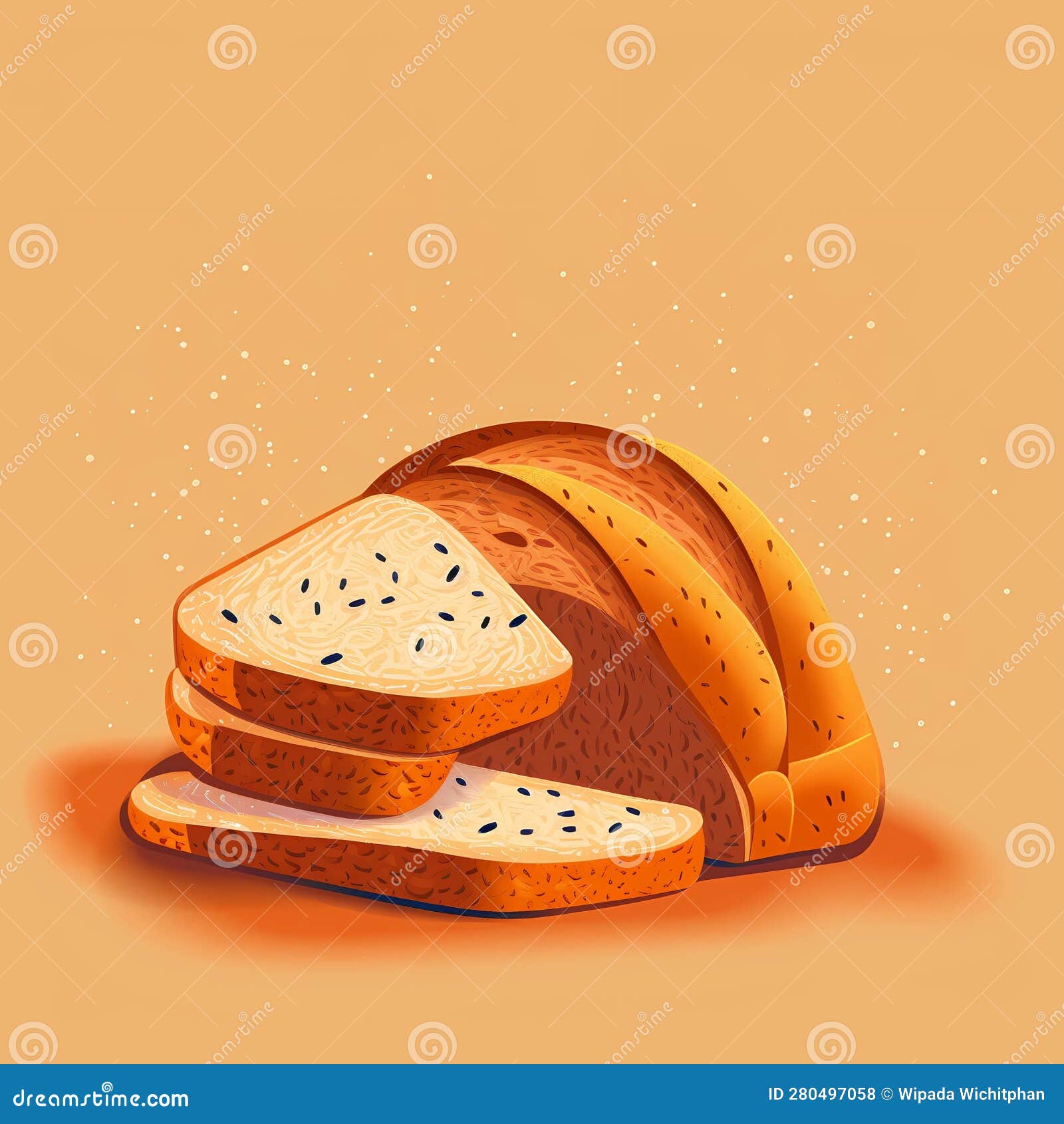 Bread Illustration, Realistic Bread, Bread Shop Stock Illustration