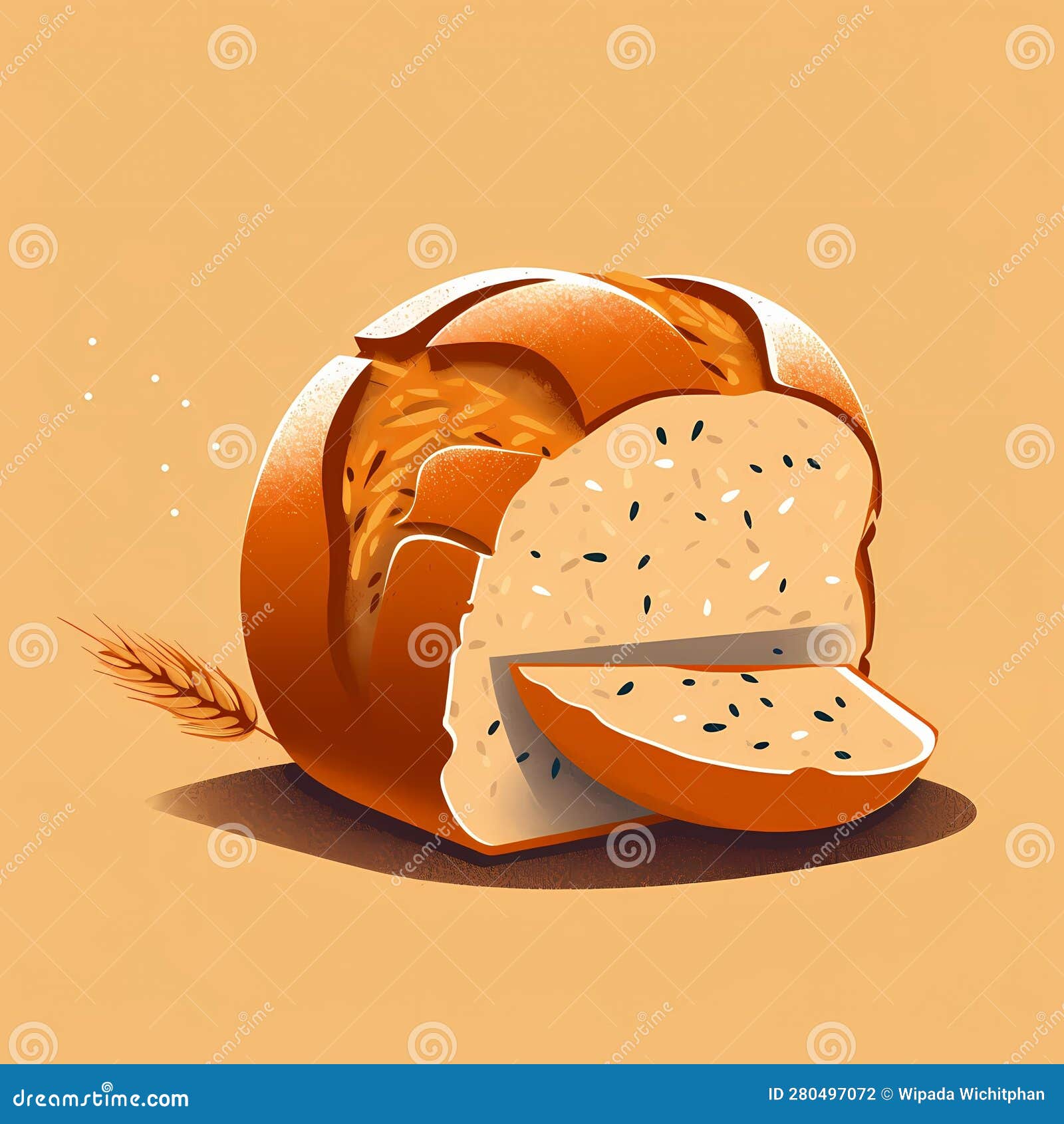 Bread Illustration, Realistic Bread, Bread Shop Stock Illustration