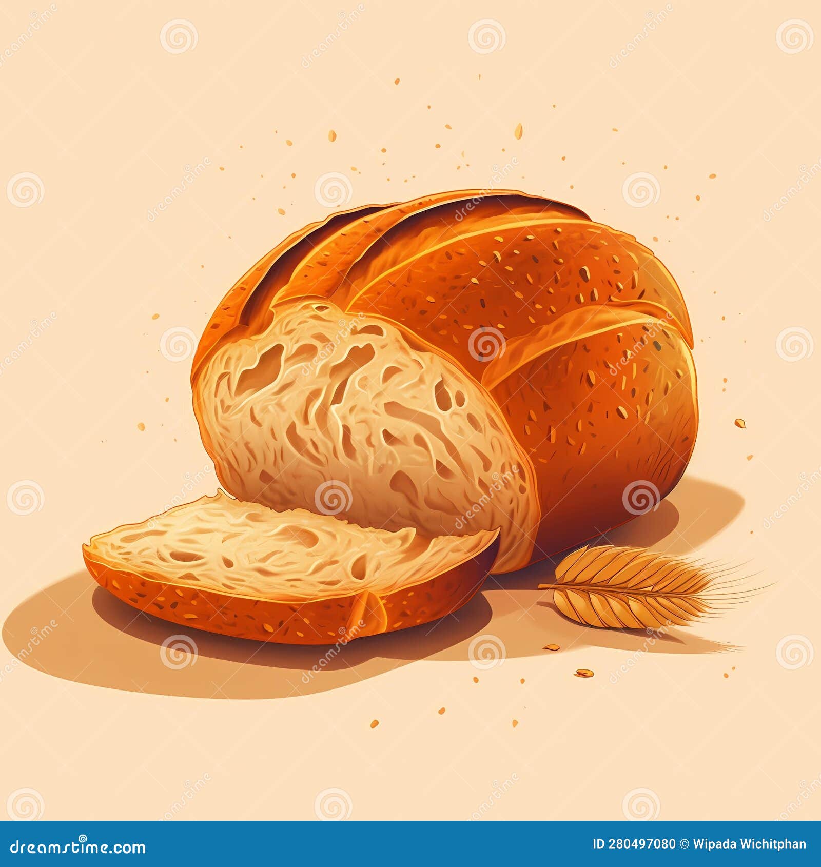 Bread Illustration, Realistic Bread, Bread Shop Stock Illustration