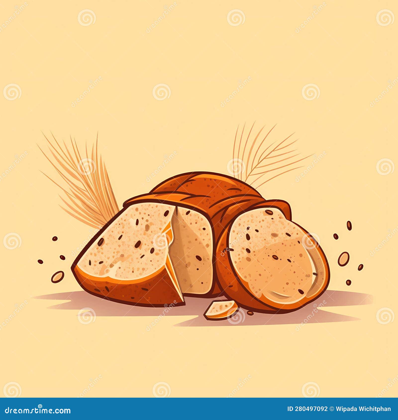 Bread Illustration, Realistic Bread, Bread Shop Stock Illustration