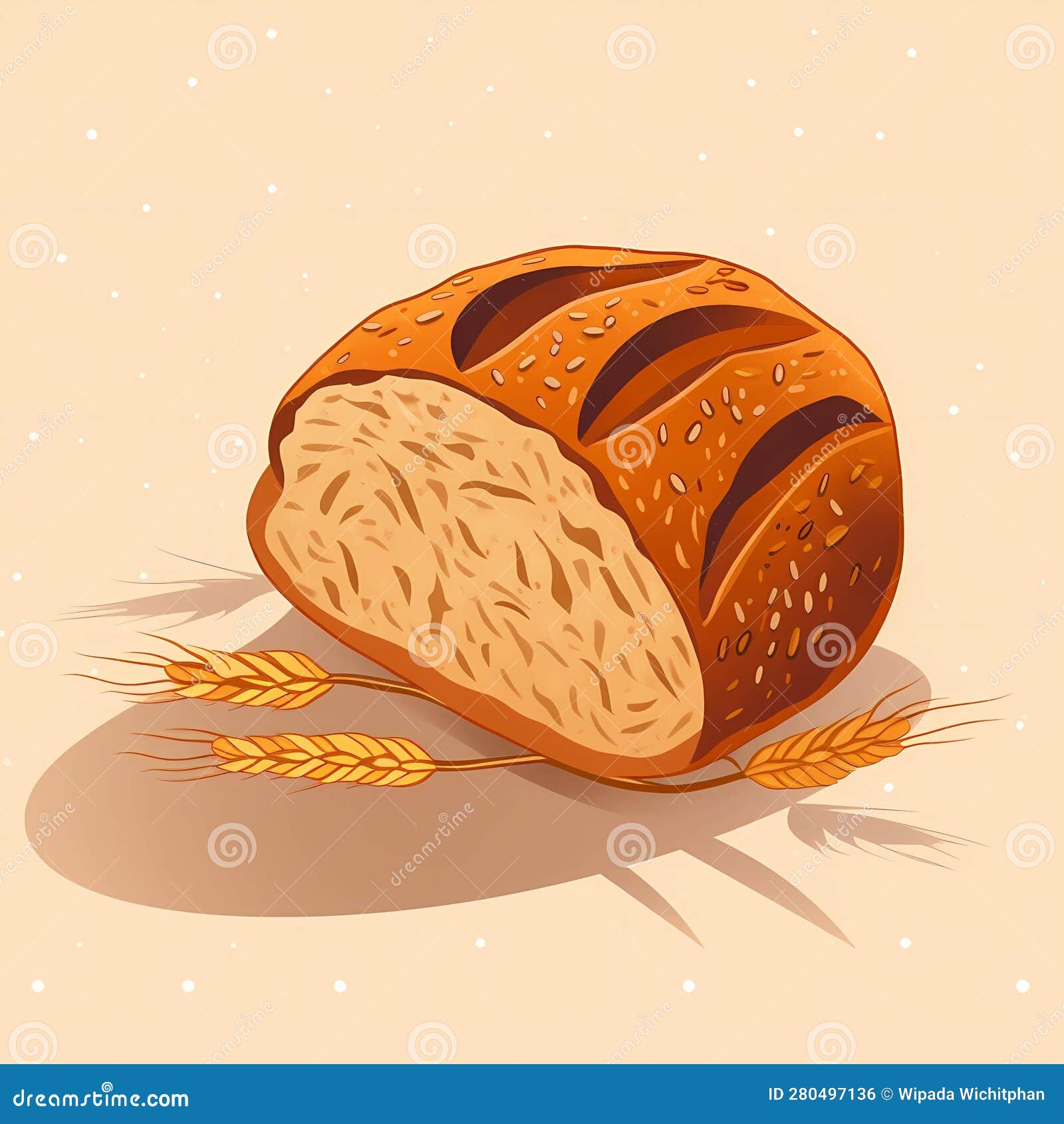 Bread Illustration, Realistic Bread, Bread Shop Stock Illustration