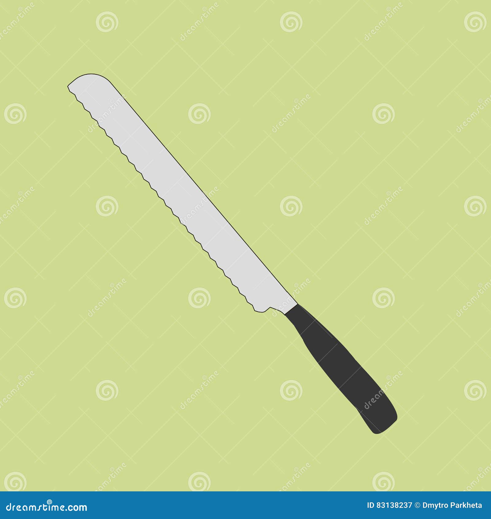 Bread Knife. Kitchen Utensils. Cartoon Flat Vector Illustration