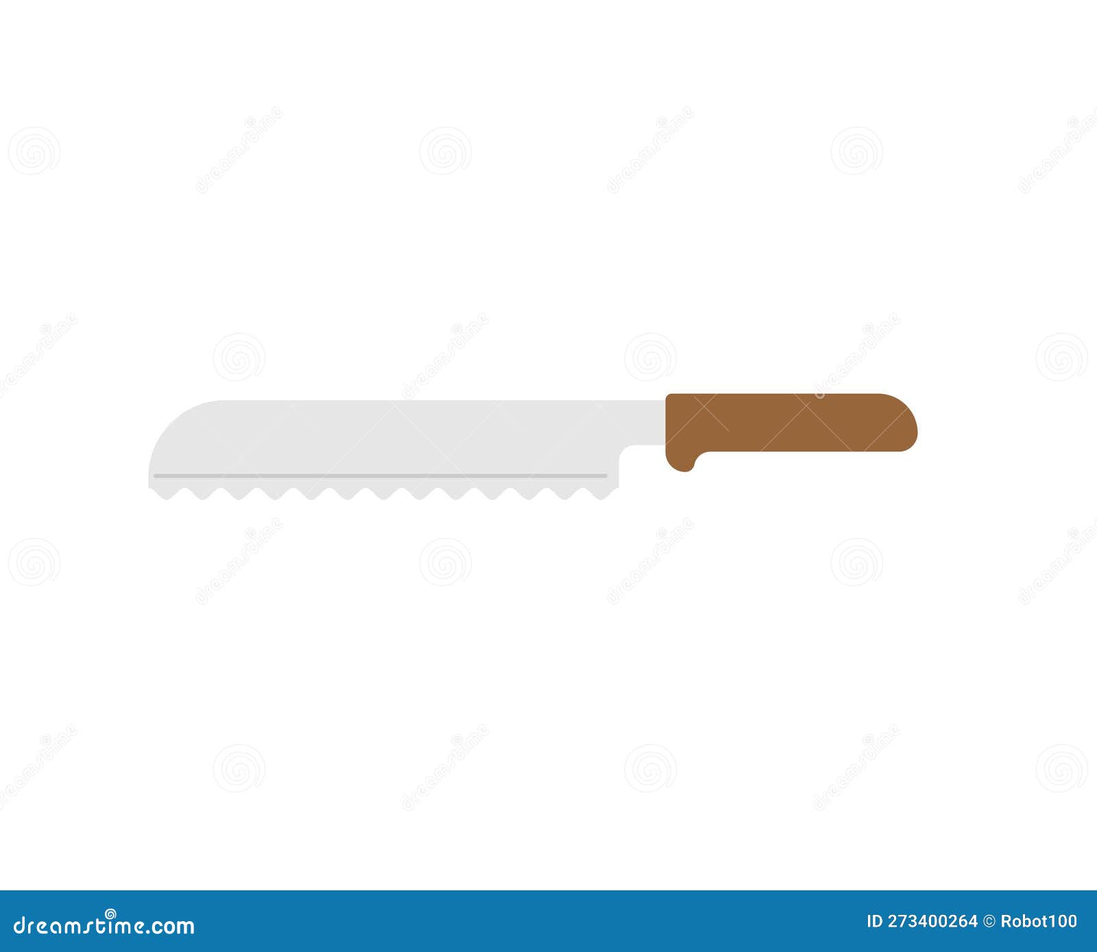 Bread Knife. Kitchen Utensils. Cartoon Flat Vector Illustration