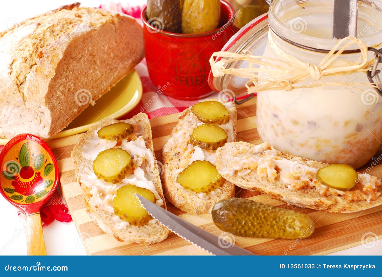 Bread with Lard and Gherkin Stock Image Image of slice, germany 13561033