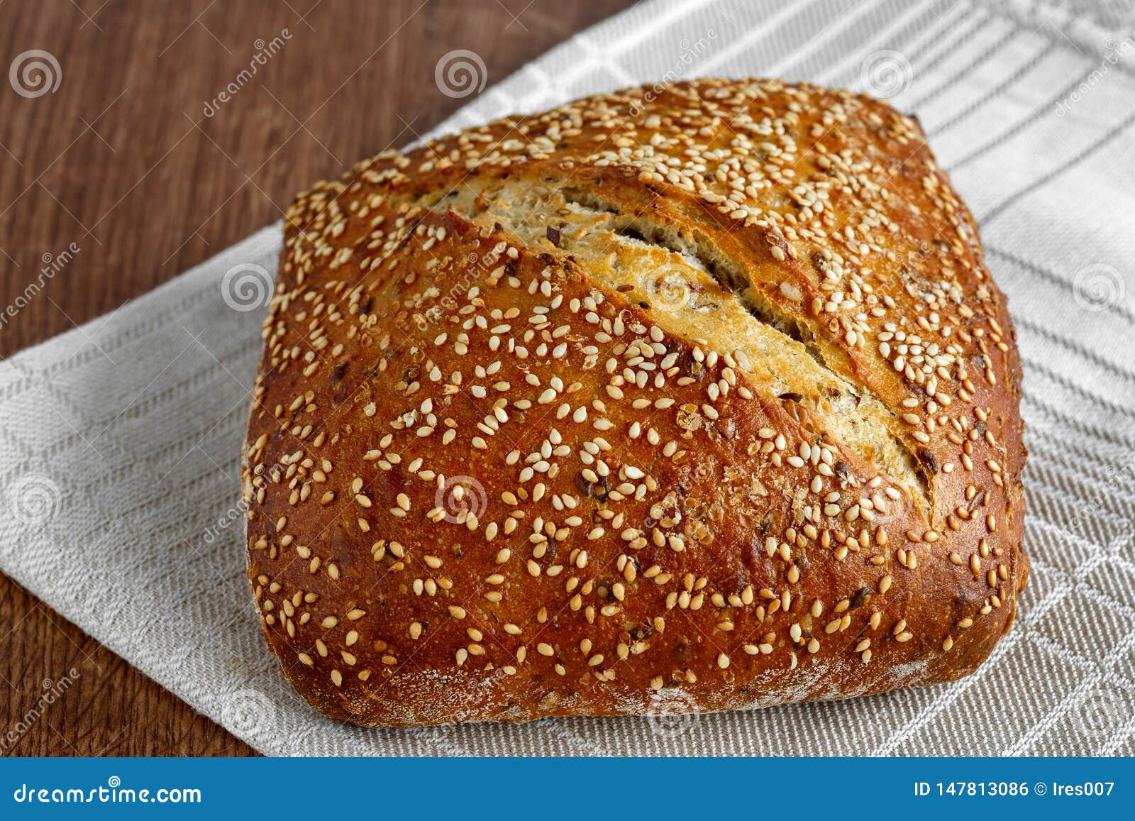 Bread Loaf with Sesame Seeds Stock Photo Image of brown, color 147813086