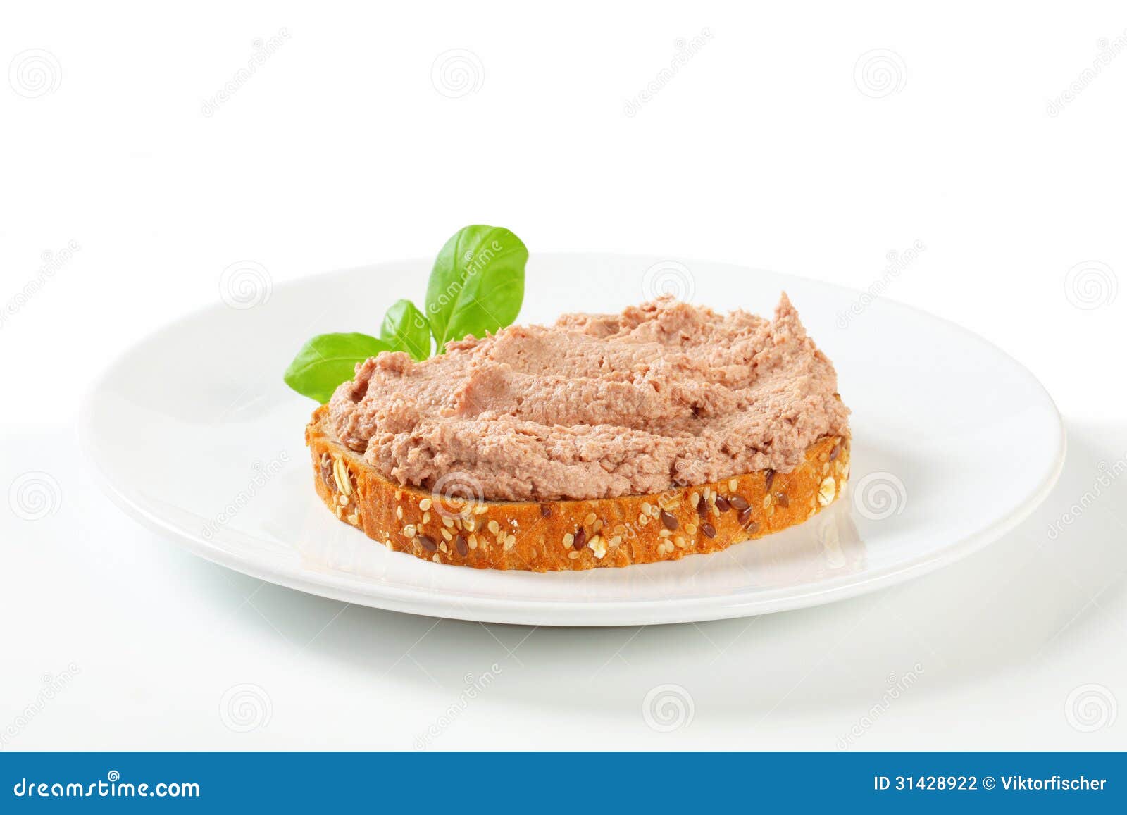 Bread with meat spread stock photo. Image of white, puree 31428922