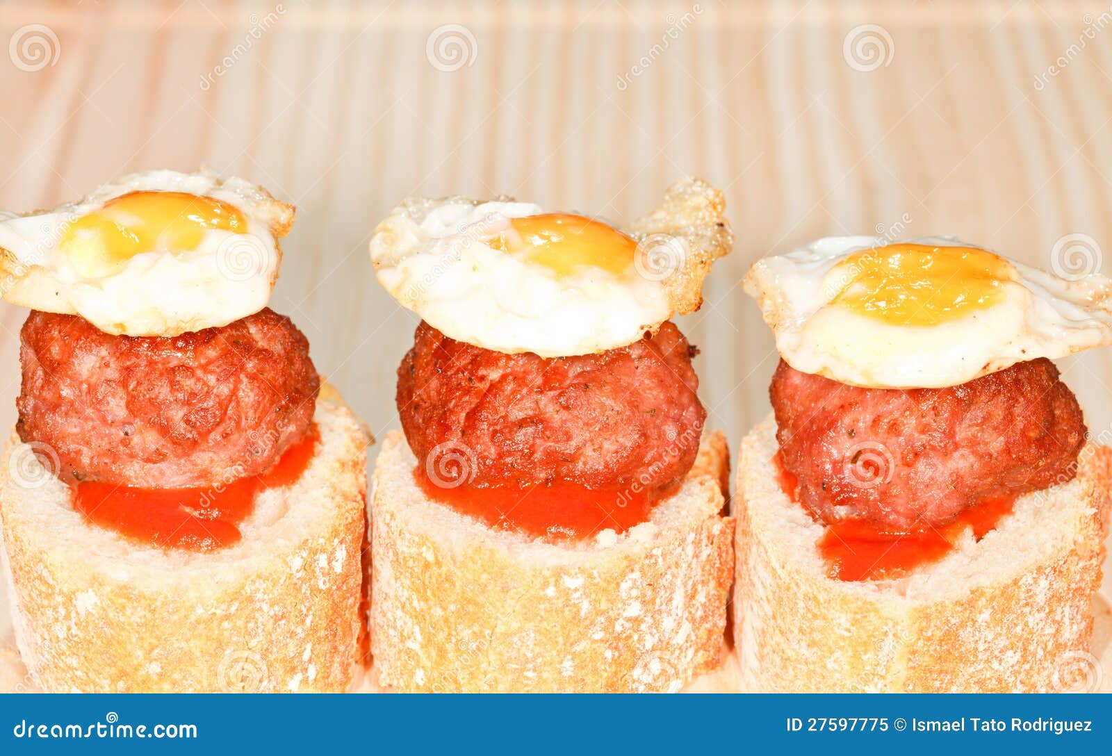 Bread with Meatballs and Quail Eggs Stock Image Image of macro