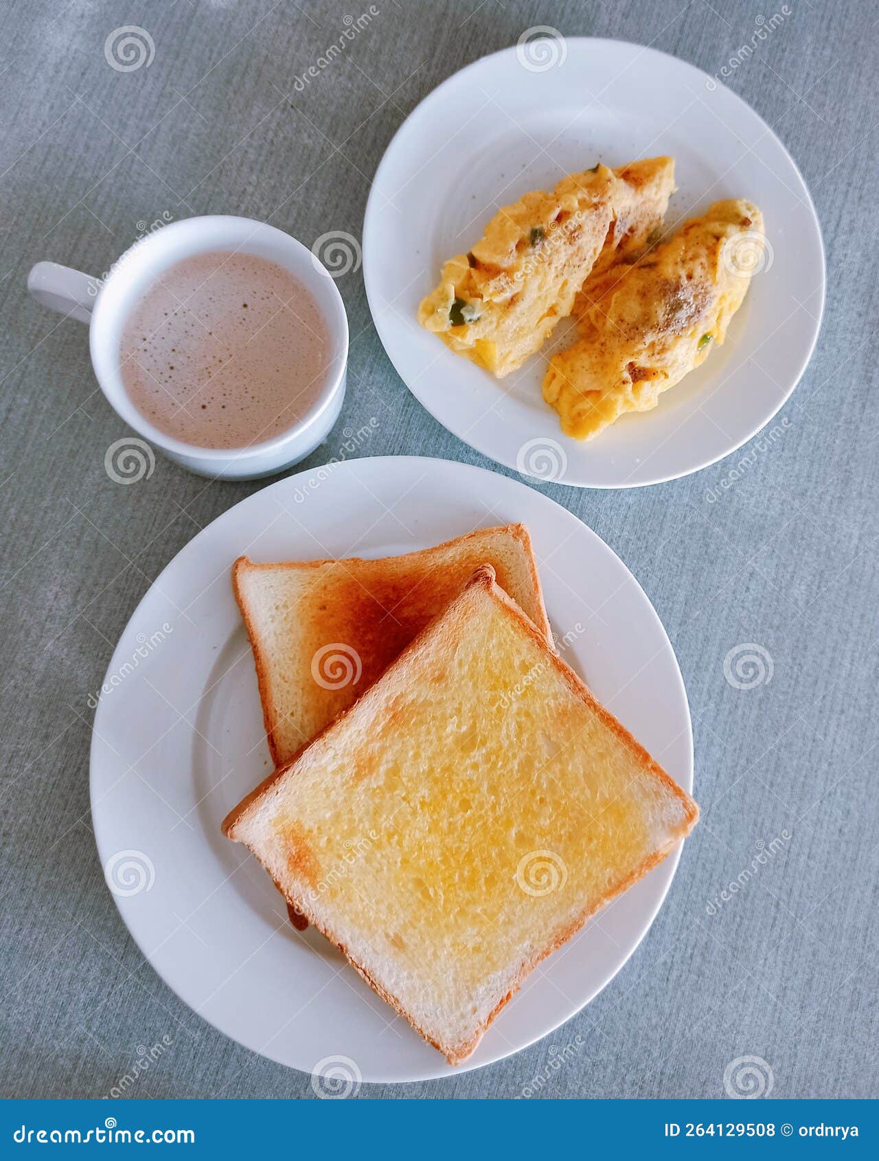 Bread, Omelette and Milk for Breakfast Stock Photo Image of plant