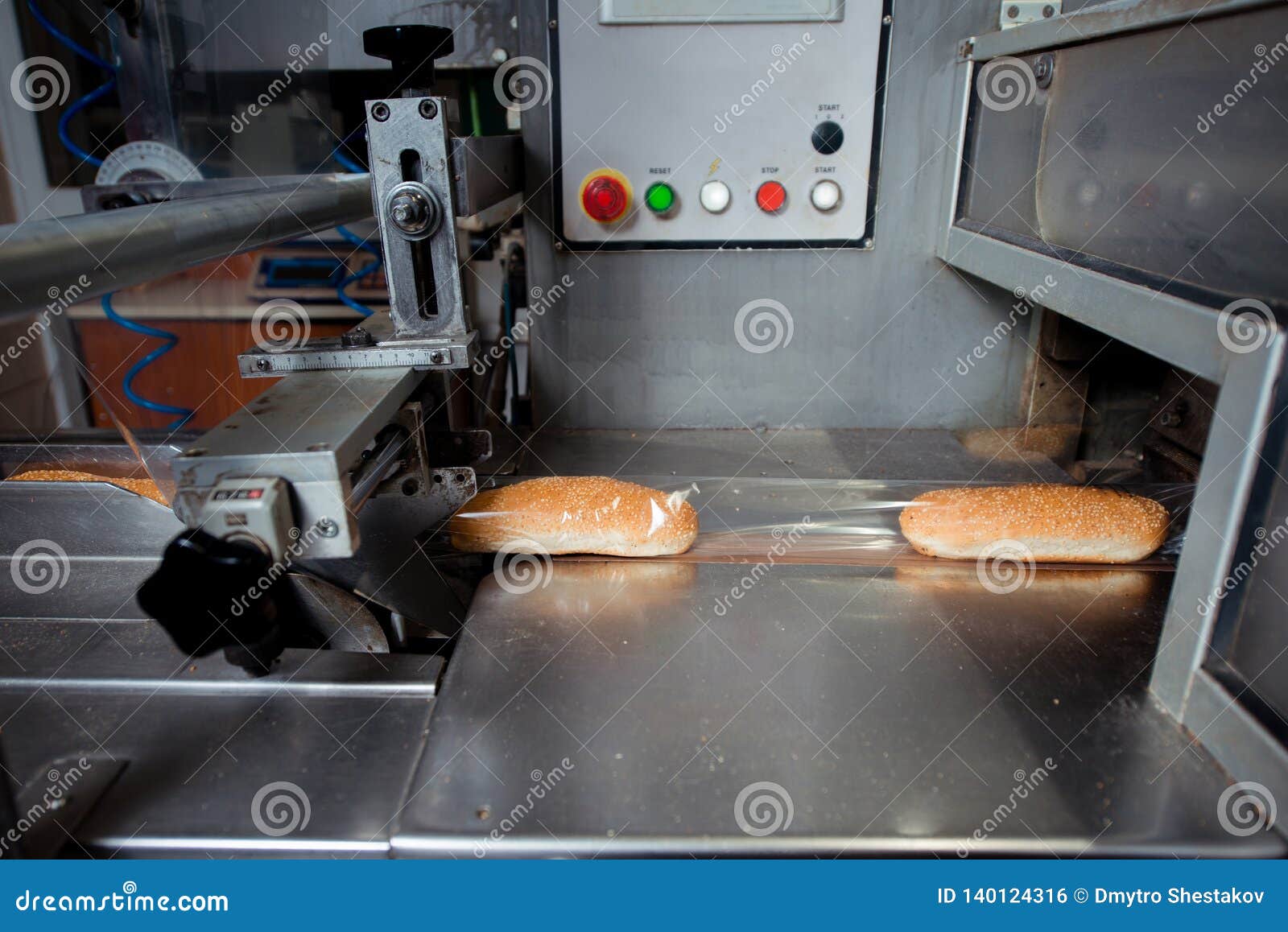 Bread Packaging Process on a Conveyor Belt Stock Photo Image of mill, business 140124316