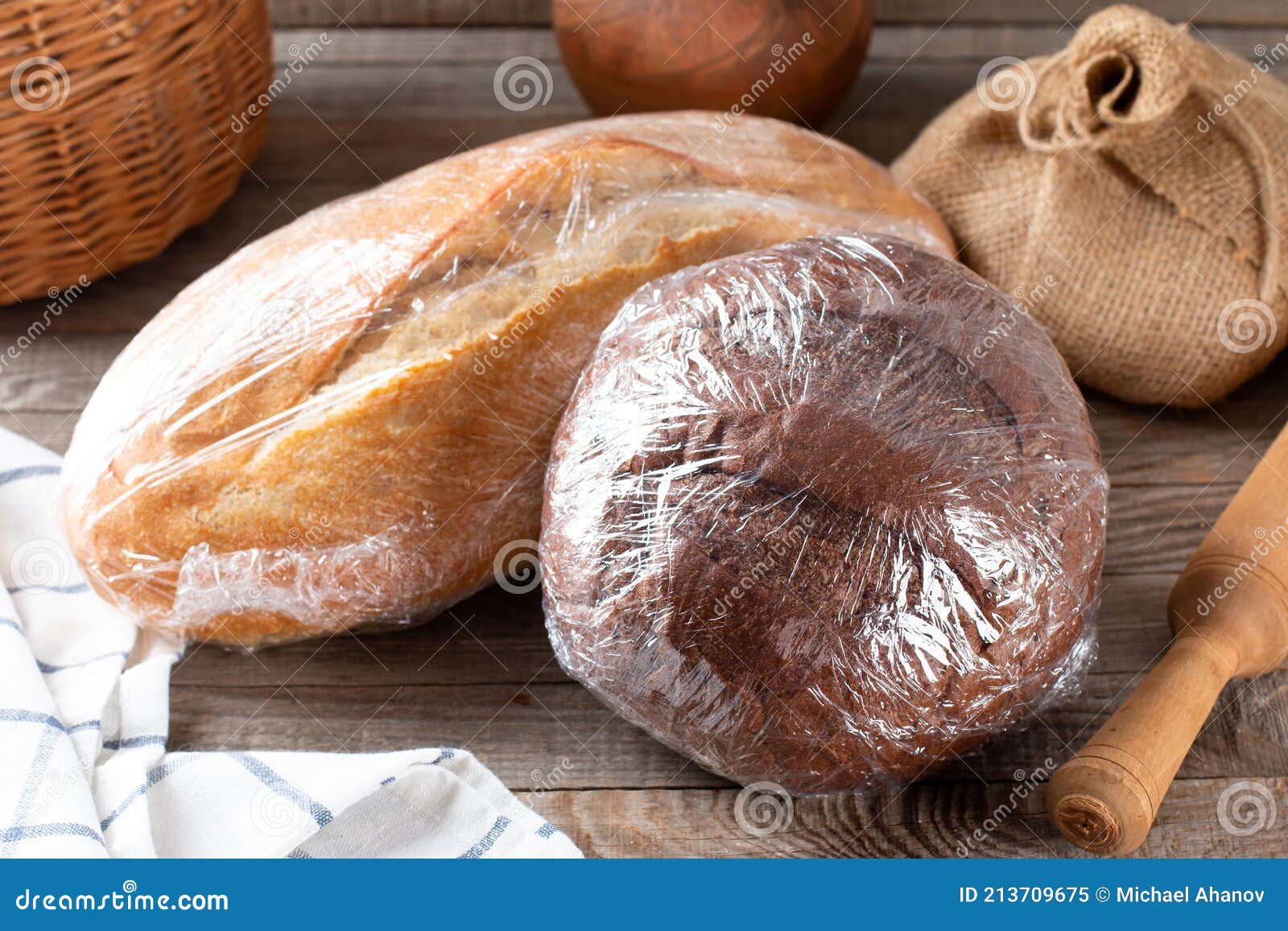 Bread Packed for Freezing. Frozen Bread in Storage Bag Stock Image