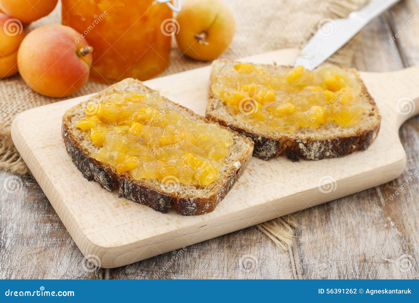 Bread with peach jam stock photo. Image of recipe, cookbook 56391262