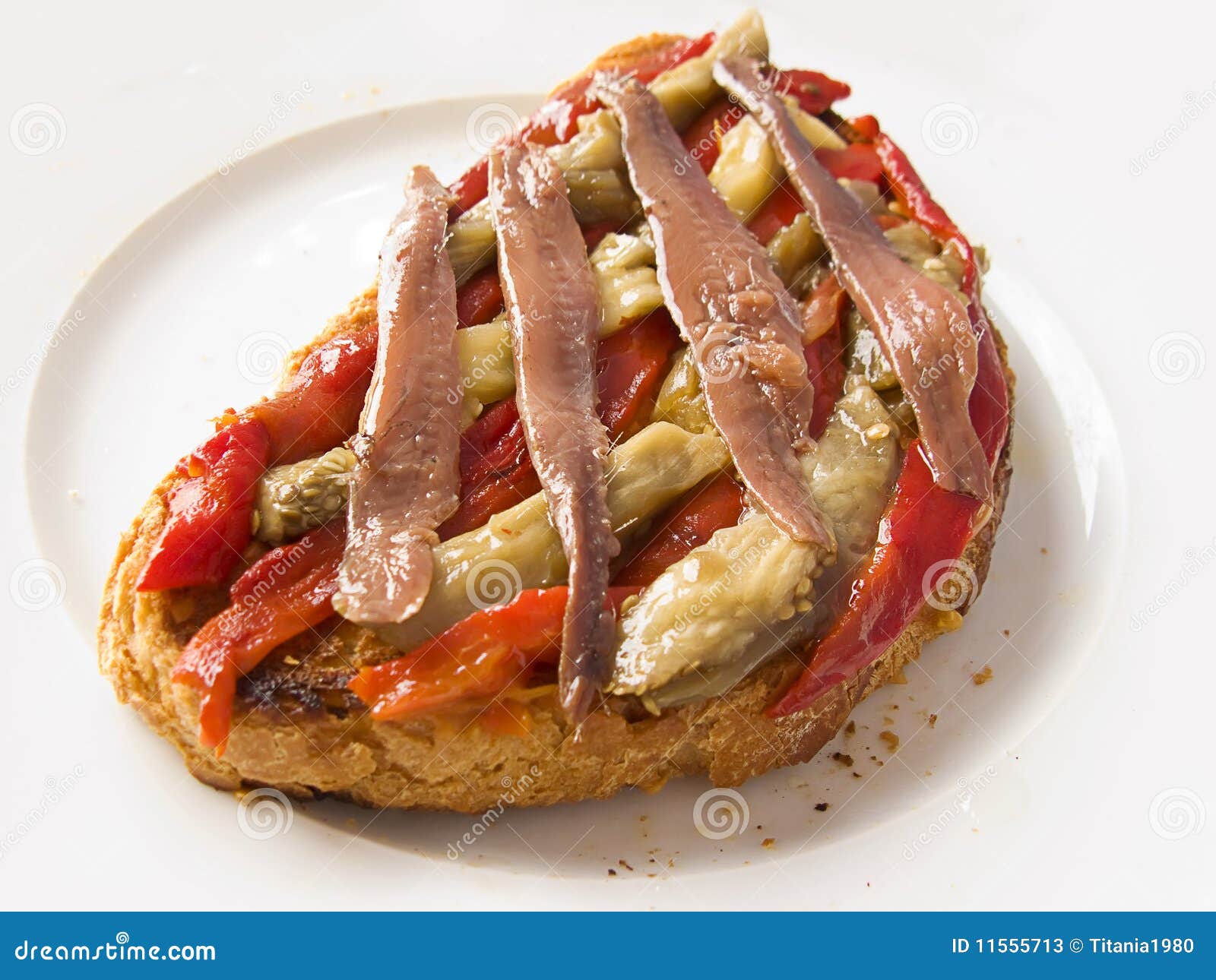 Bread with Pepper and Anchovies Stock Image Image of pieces