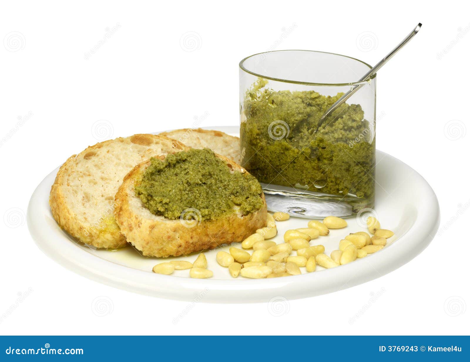 Bread and pesto sauce stock image. Image of healthy, garnish 3769243