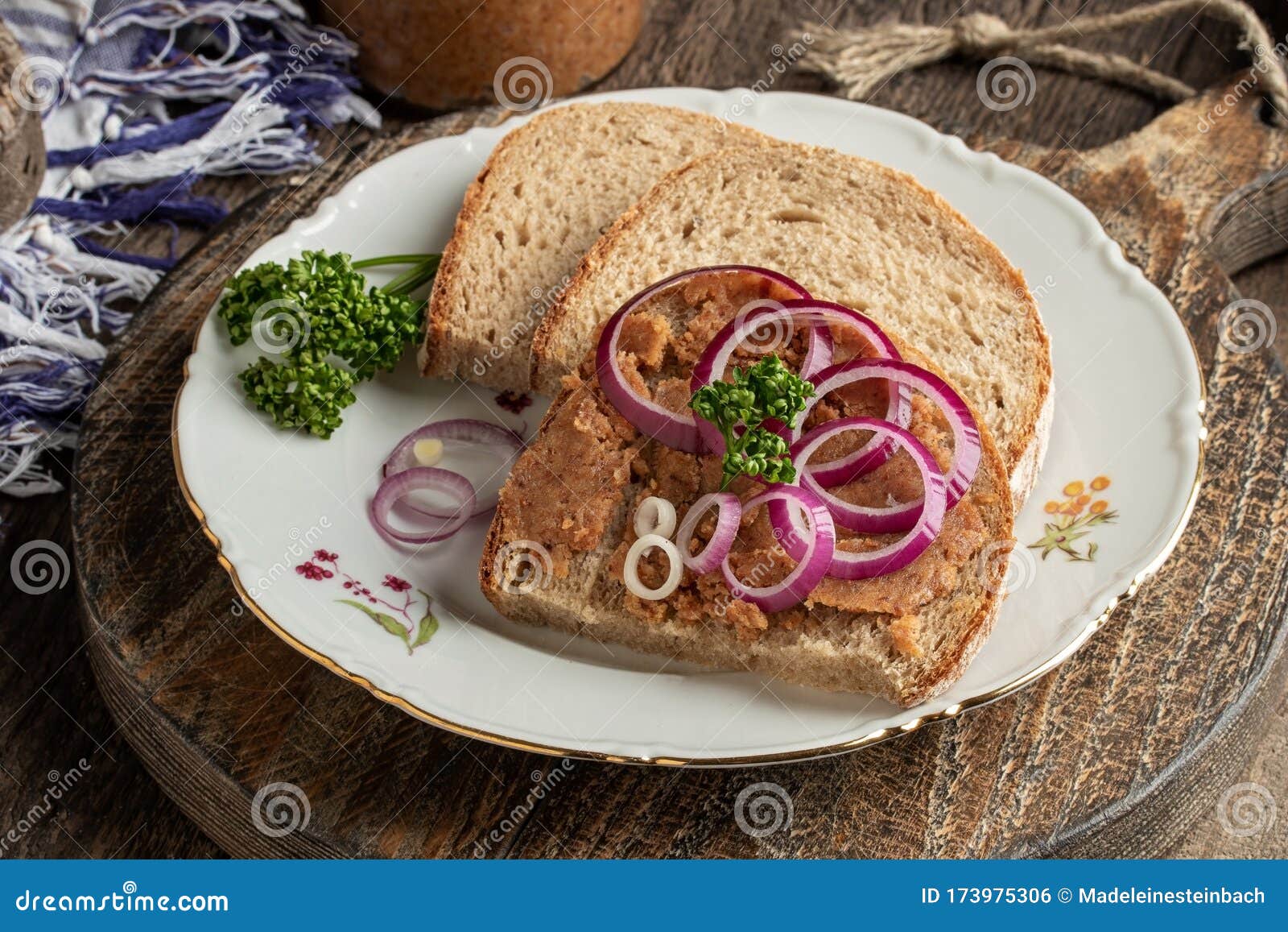 Bread with Pork Lard Mixed with Ground Cracklings Stock Photo Image