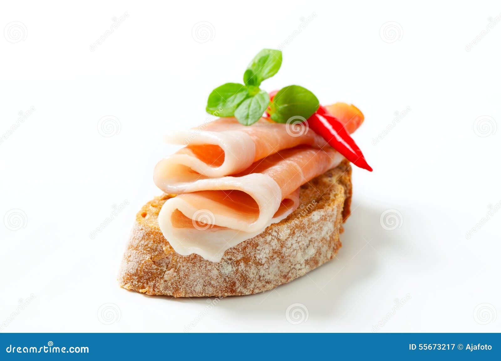 Bread with prosciutto stock image. Image of open, serrano 55673217