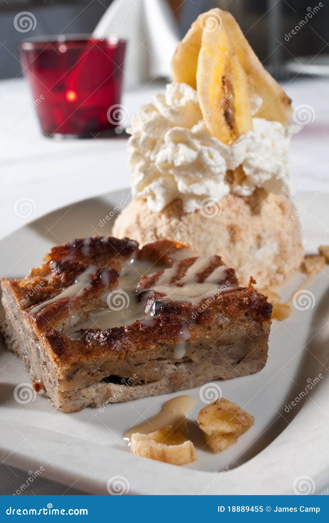 Bread Pudding with Ice Cream Stock Image Image of cream, bread 18889455
