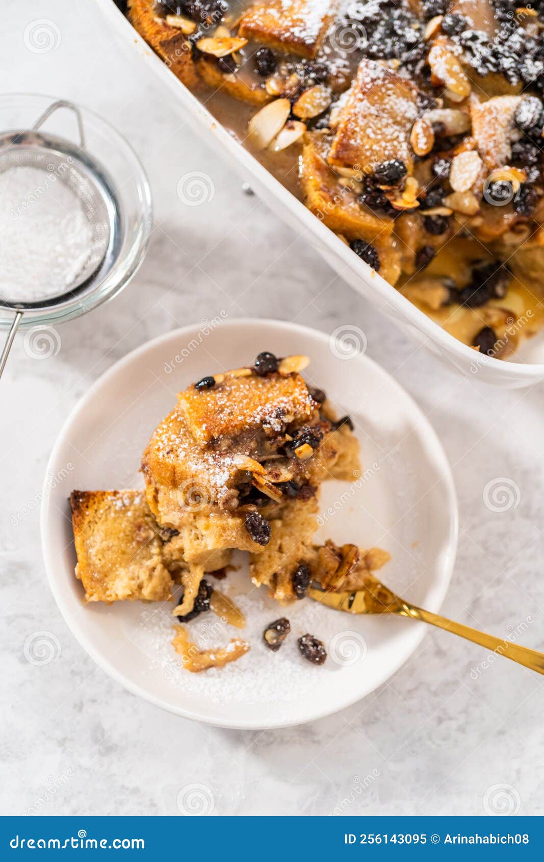 Bread pudding stock image. Image of kitchenware, raisins 256143095