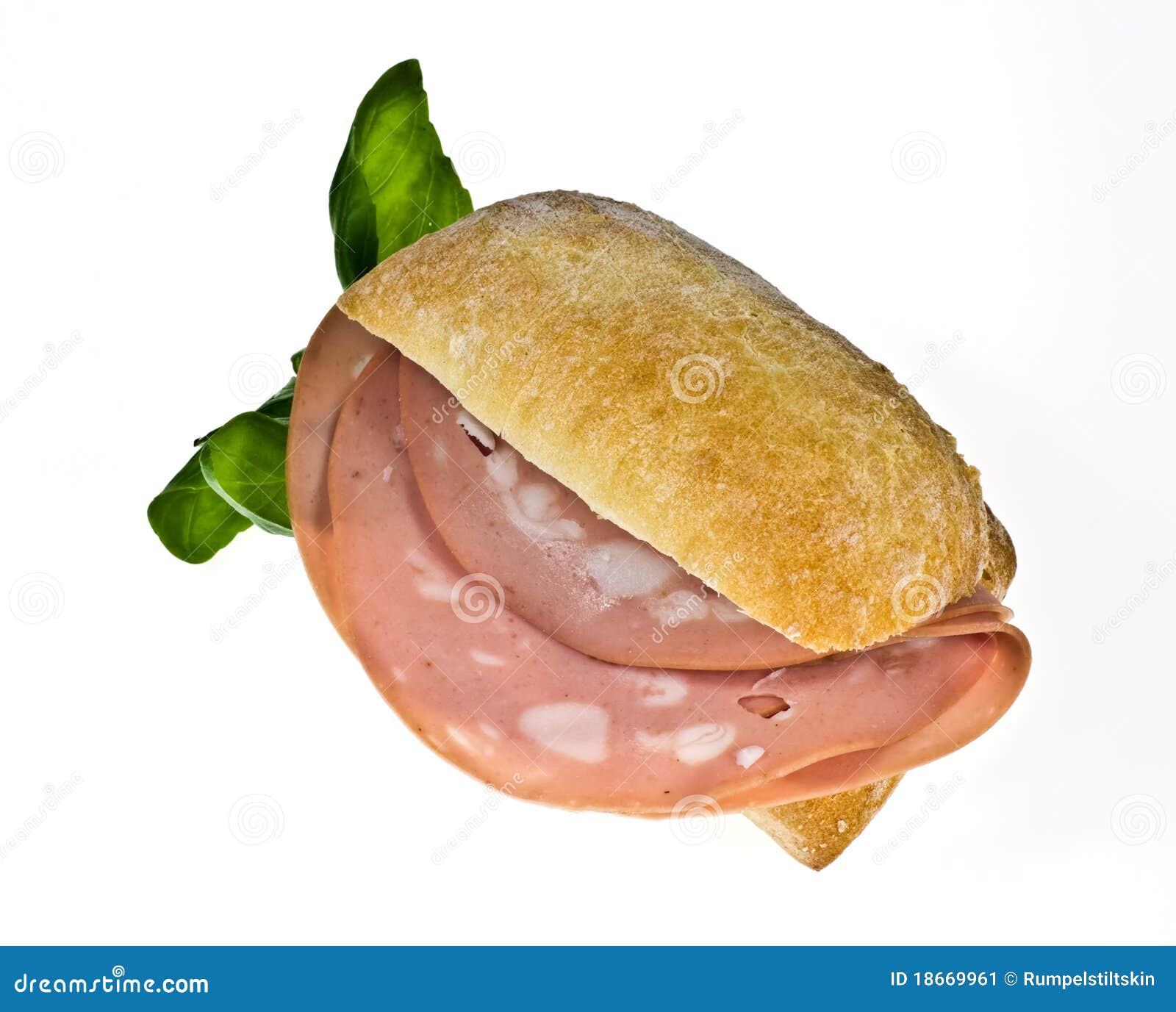 Bread roll with mortadella stock image. Image of breakfast 18669961