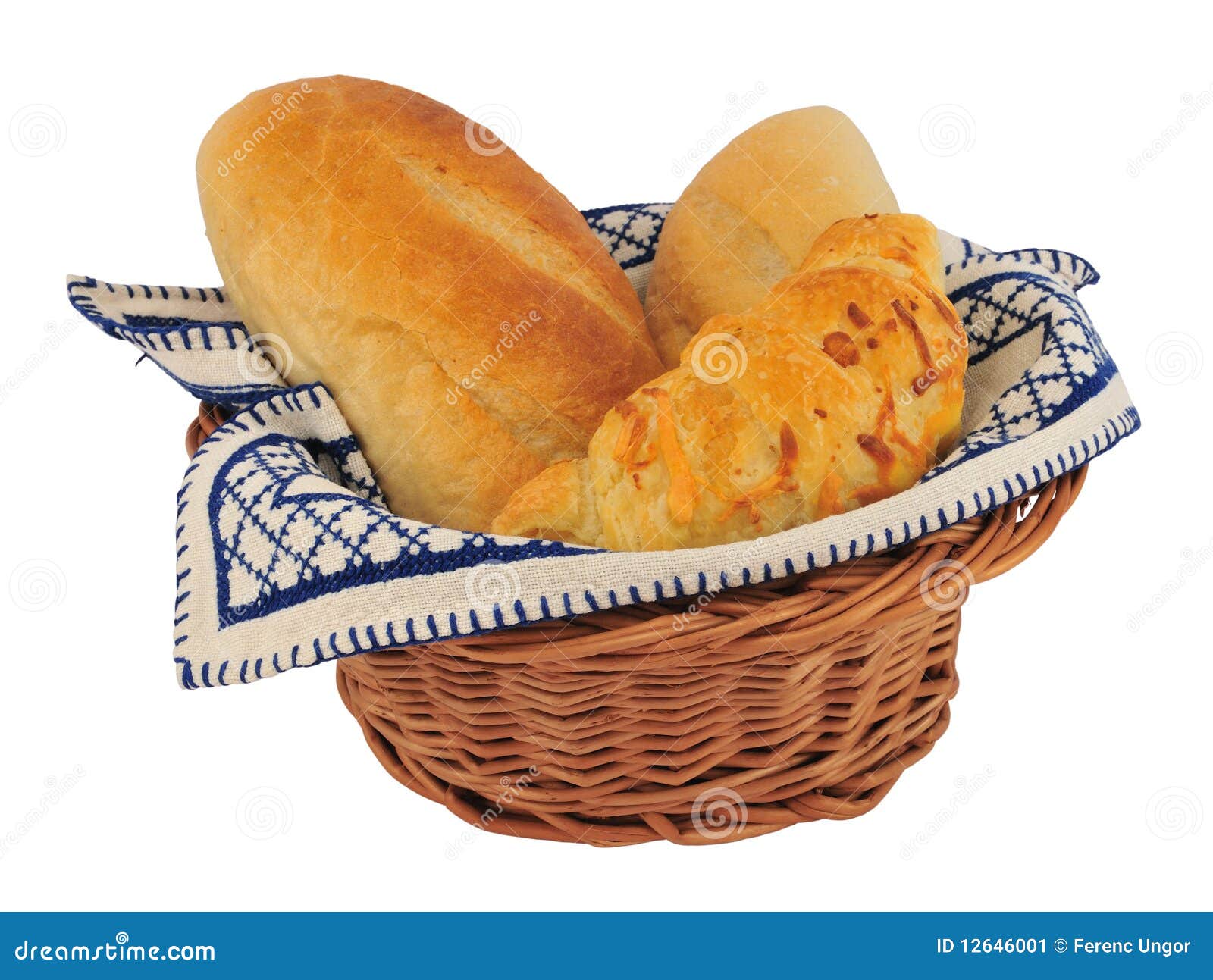 Bread rolls in basket stock image. Image of crescent 12646001