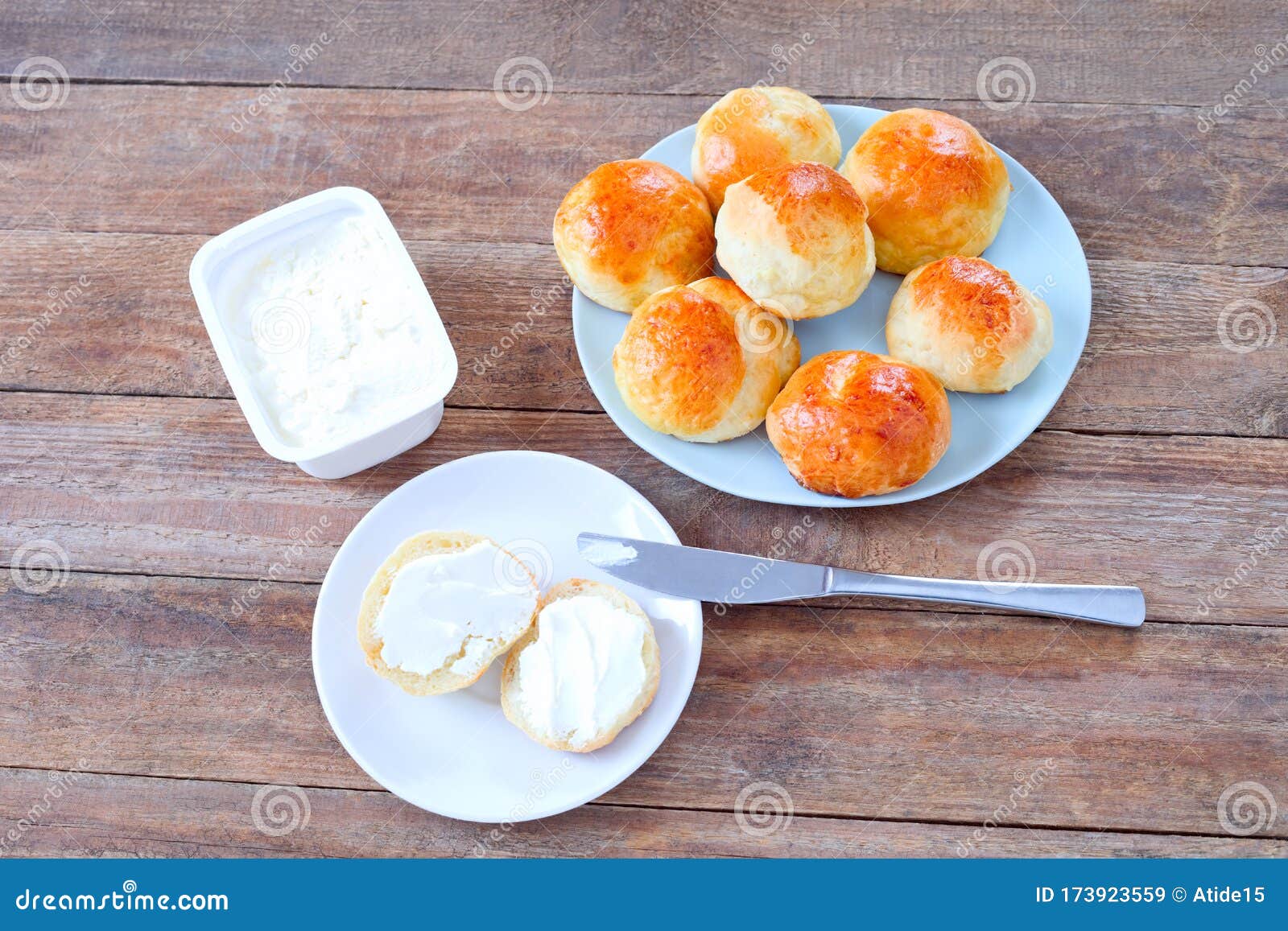 Cream cheese bread rolls stock image. Image of plate 173923559