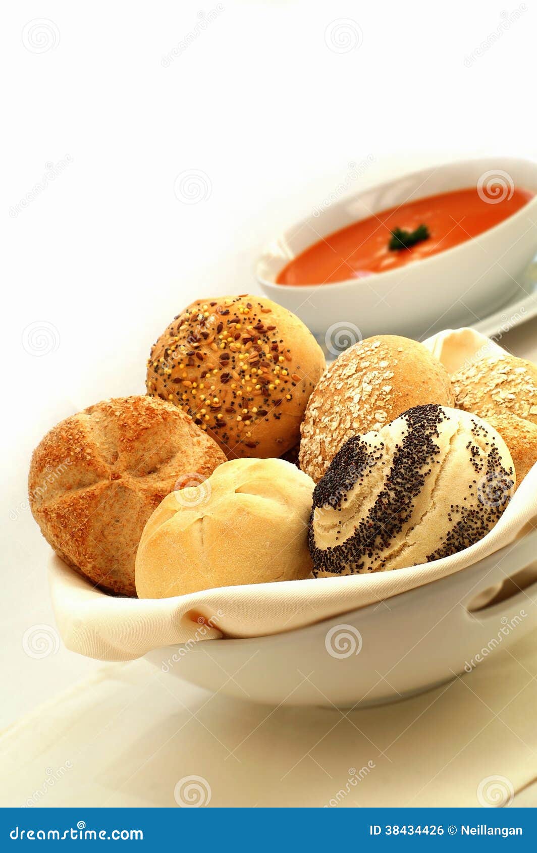 Bread Rolls with Tomato Soup Stock Photo Image of showing, baked