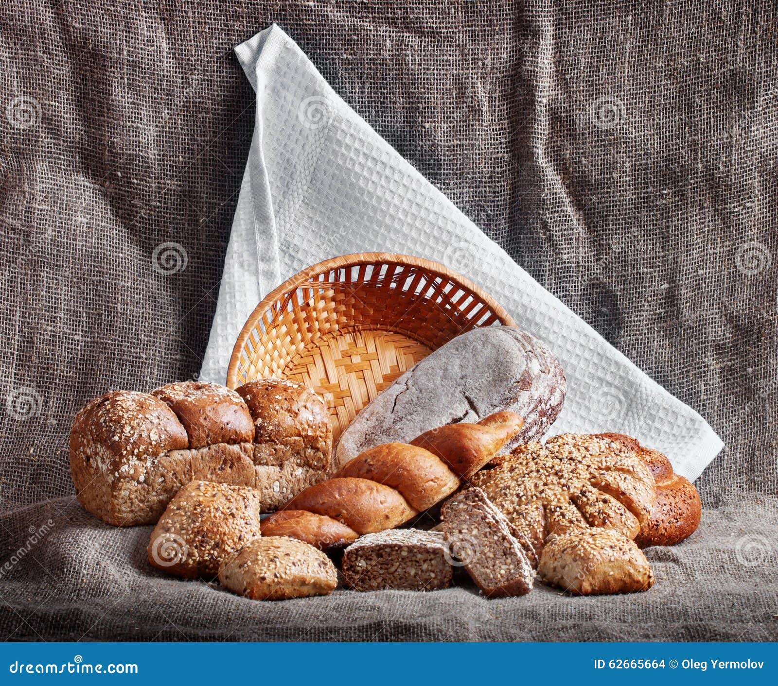 Bread on rustic background stock photo. Image of bakery - 62665664