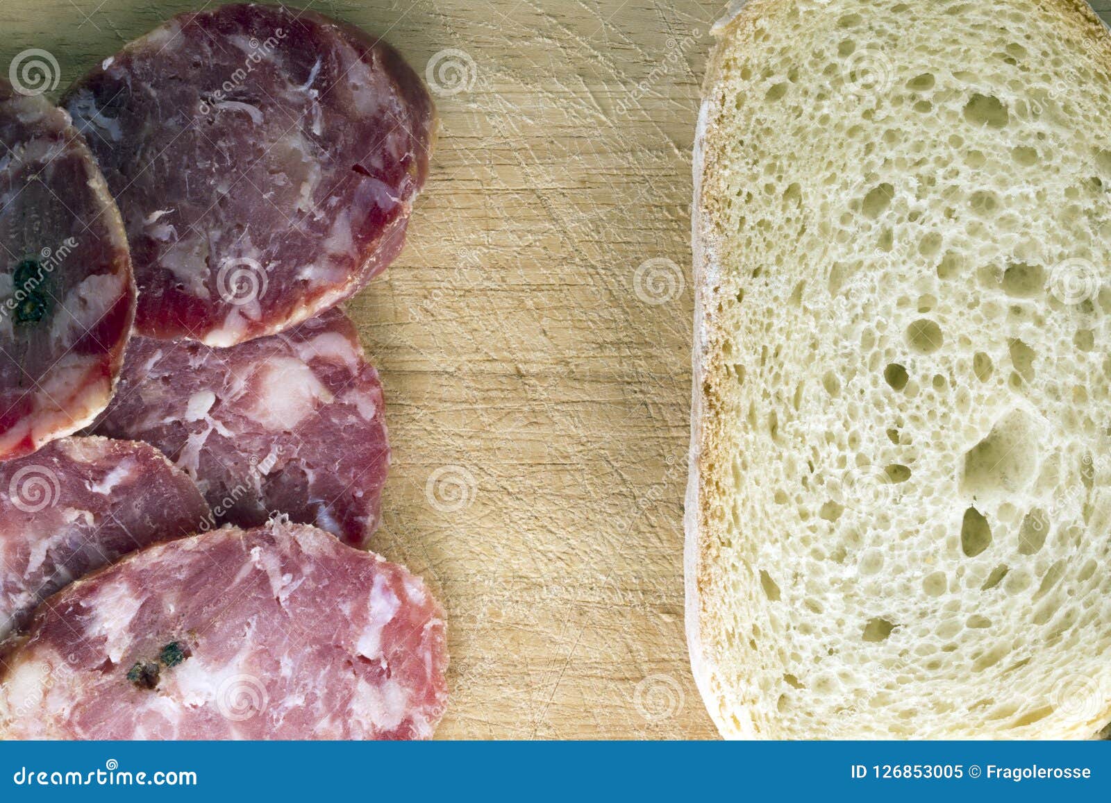 Bread with salami stock image. Image of restaurant, spicy 126853005