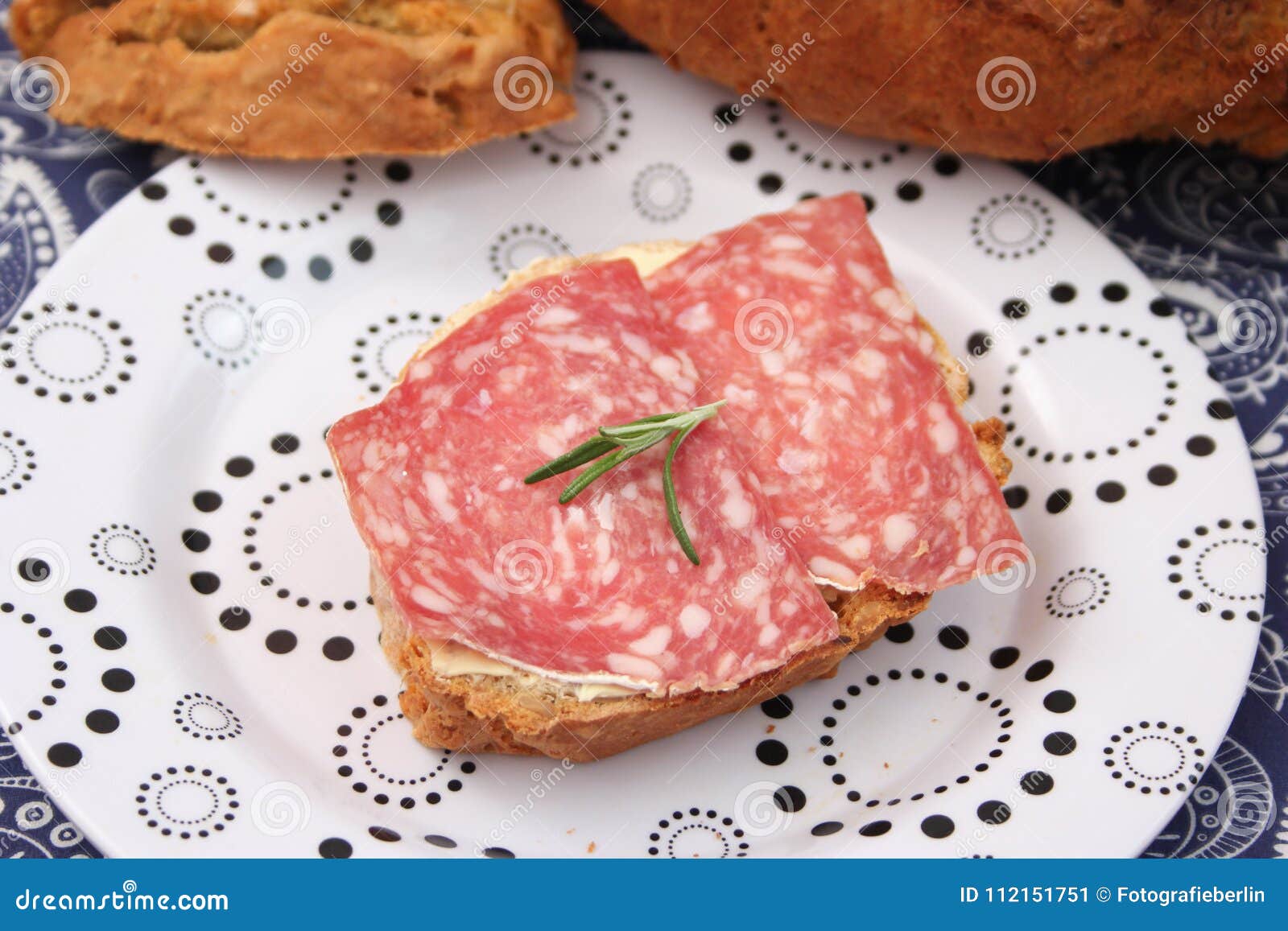 Bread with salami stock image. Image of pork, buns, salami 112151751
