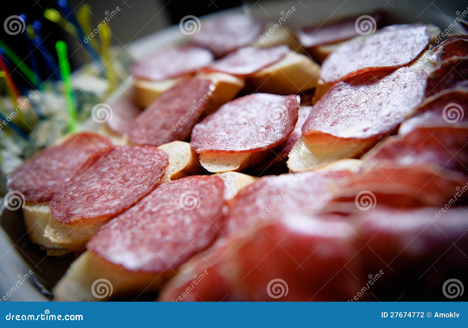 Bread with Salami and Cheese Stock Photo Image of closeup, meat 27674772