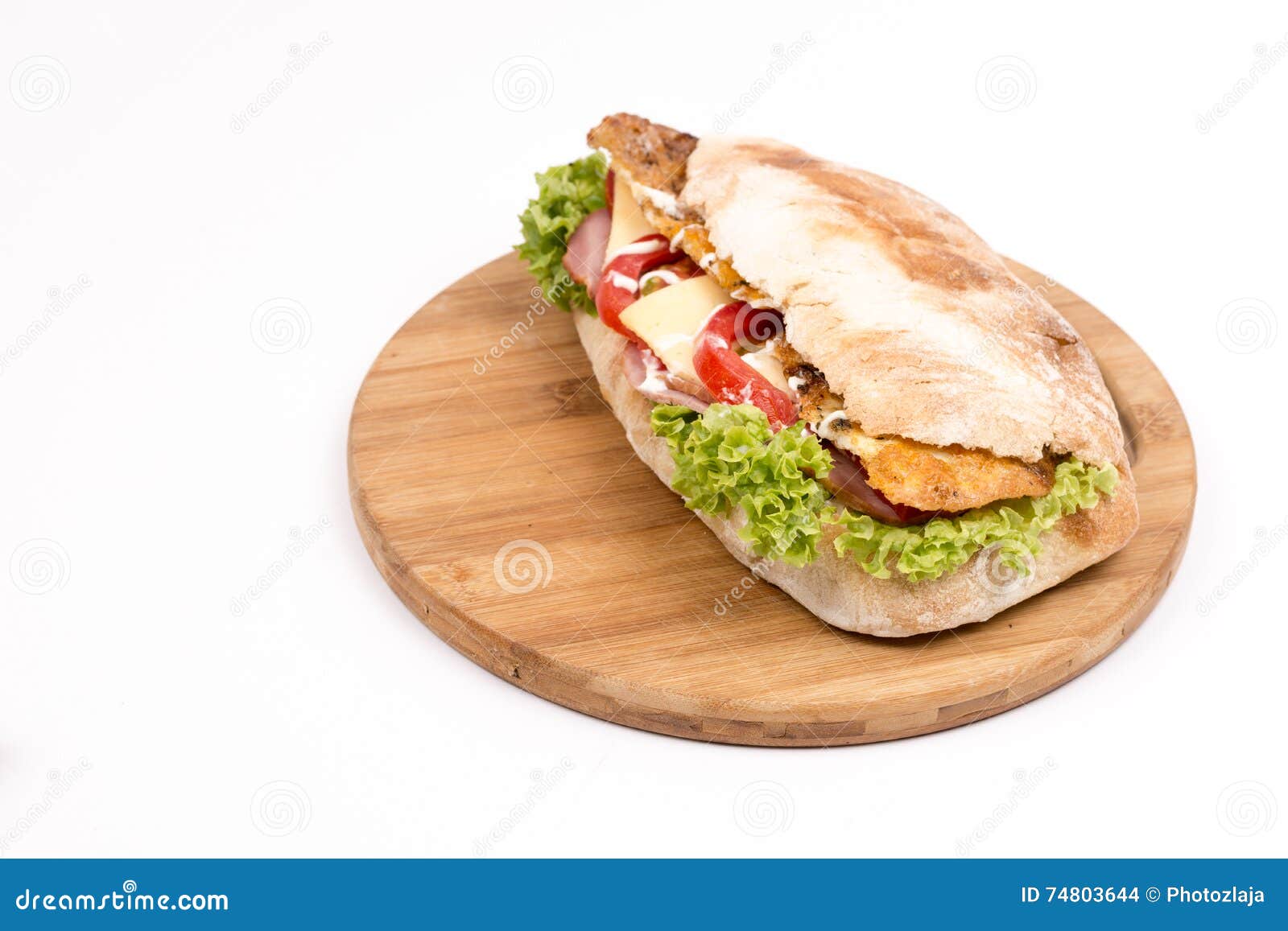 Bread Sandwich with Lettuce Meat Cheese Tomato Stock Photo Image of