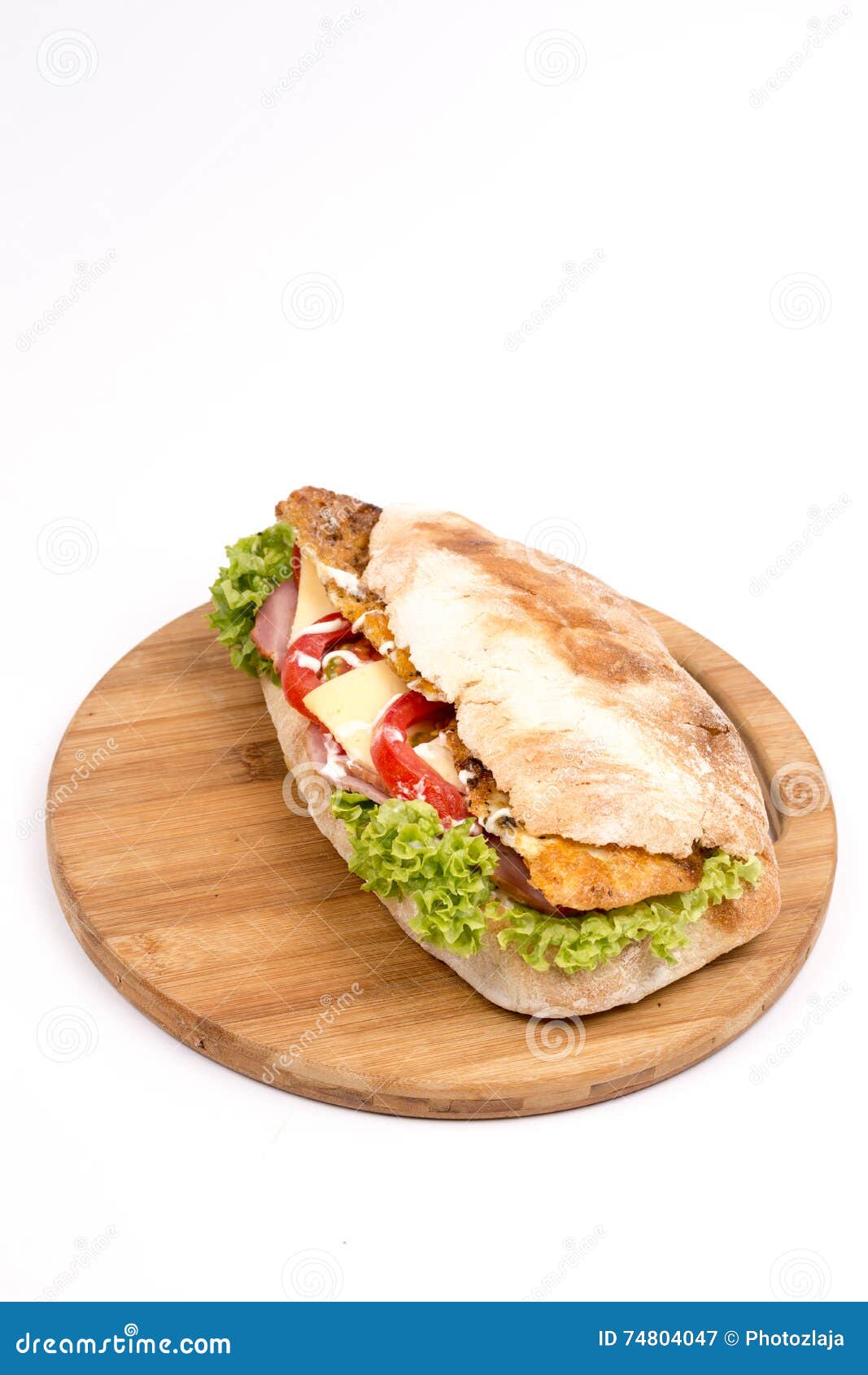 Bread Sandwich with Meat Lettuce Tomato Cheese Stock Image Image of
