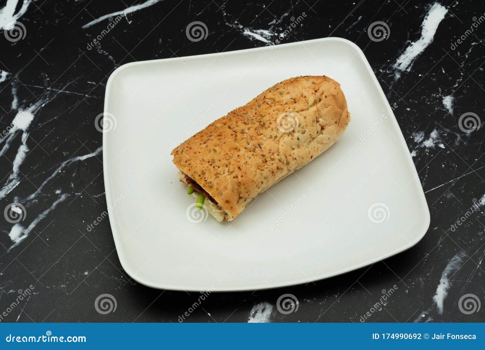 Bread Sandwich with Square and White Plate Stock Photo Image of american, sandwich 174990692