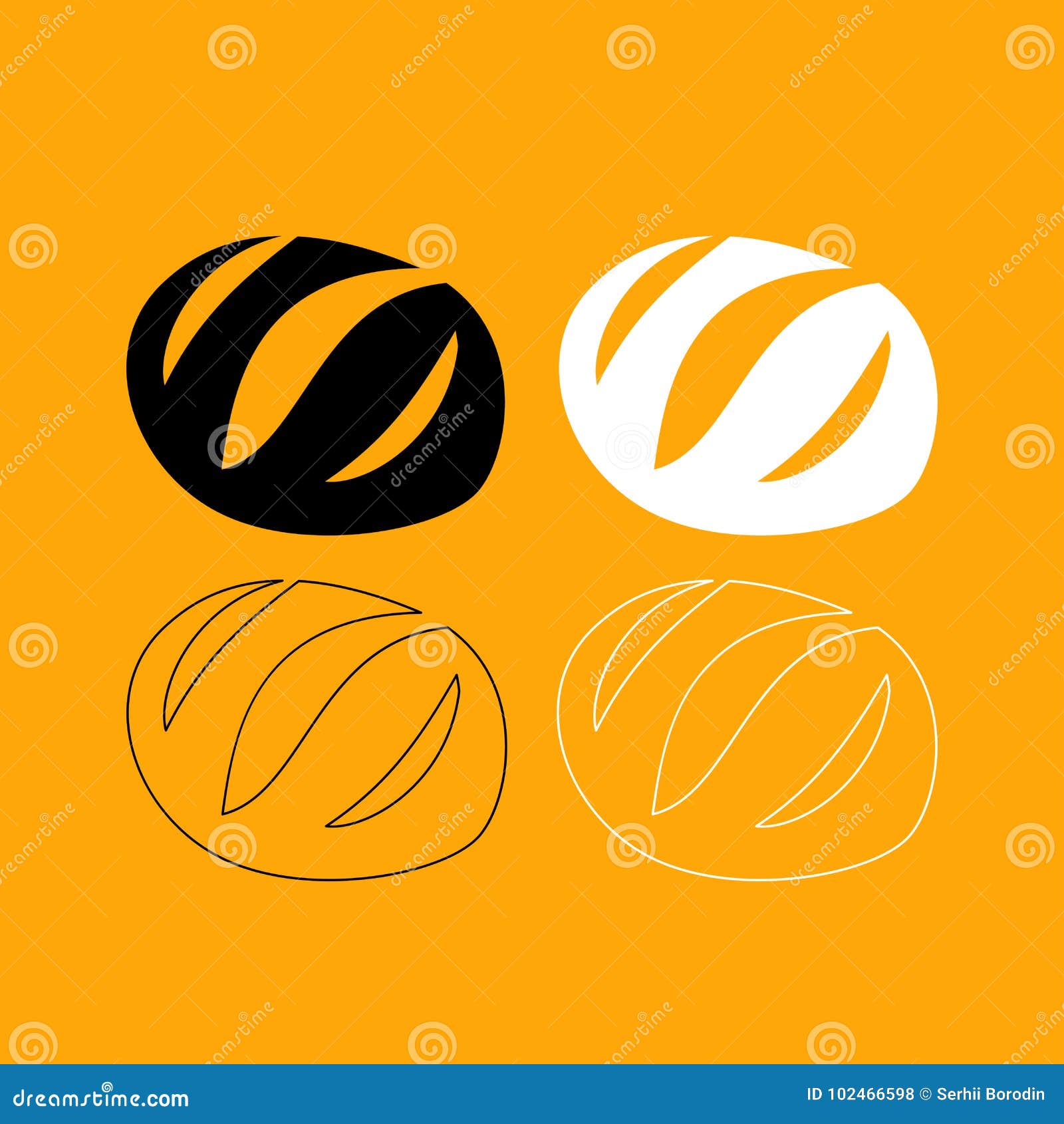 Bread Set Black And White Icon . Stock Vector - Illustration of loaf