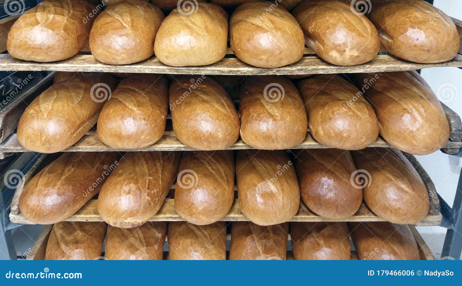 Bread Shelves Stand in Bakery or Supermarket Stock Photo Image of