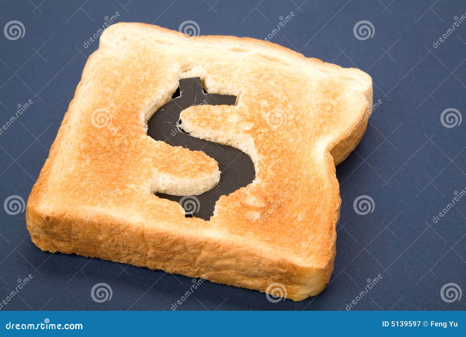 Bread Slice with Dollar Sign Stock Image Image of sliced, food 5139597