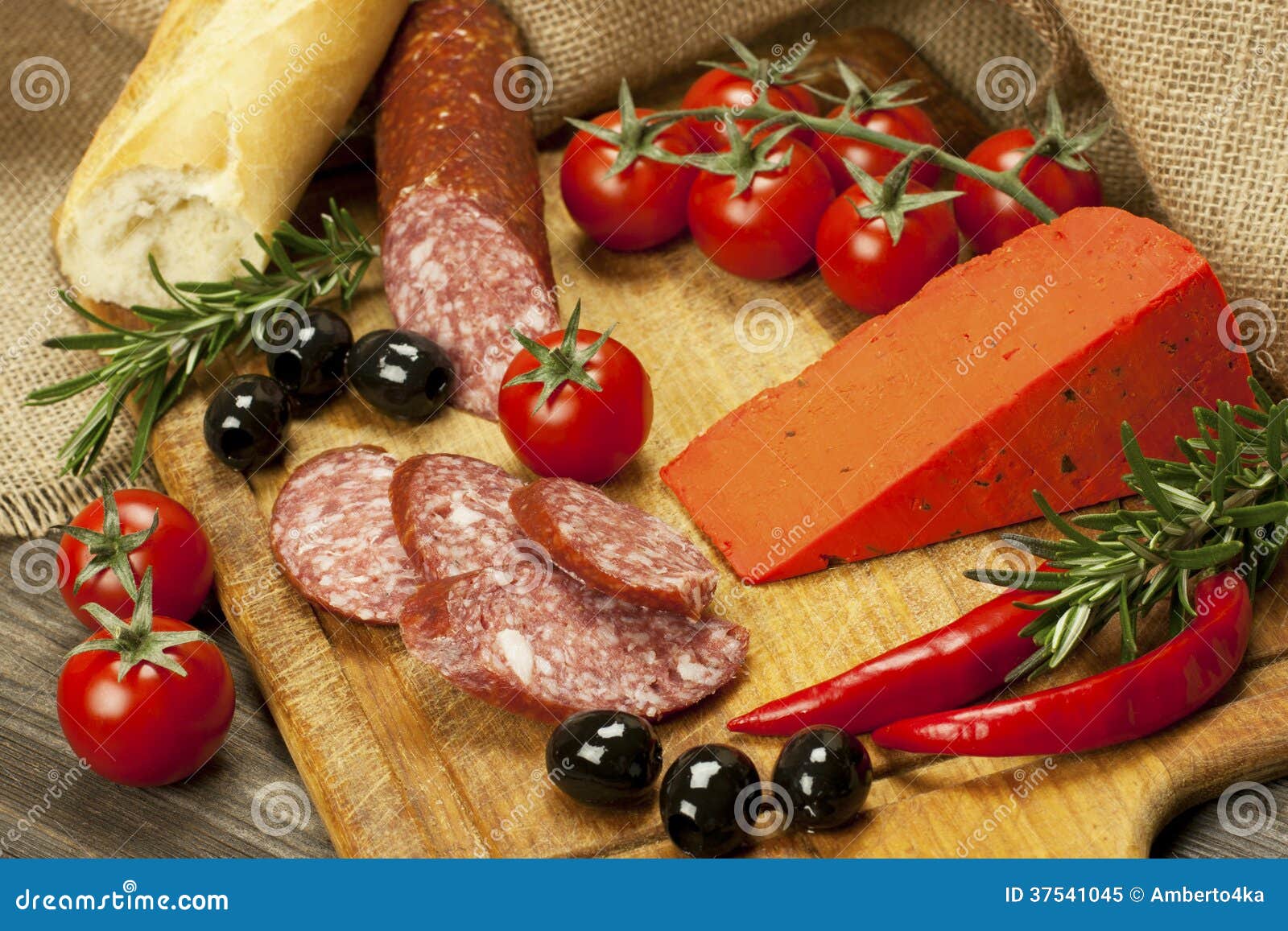 Bread with Smoked Salami and Cheese Stock Image Image of calorie