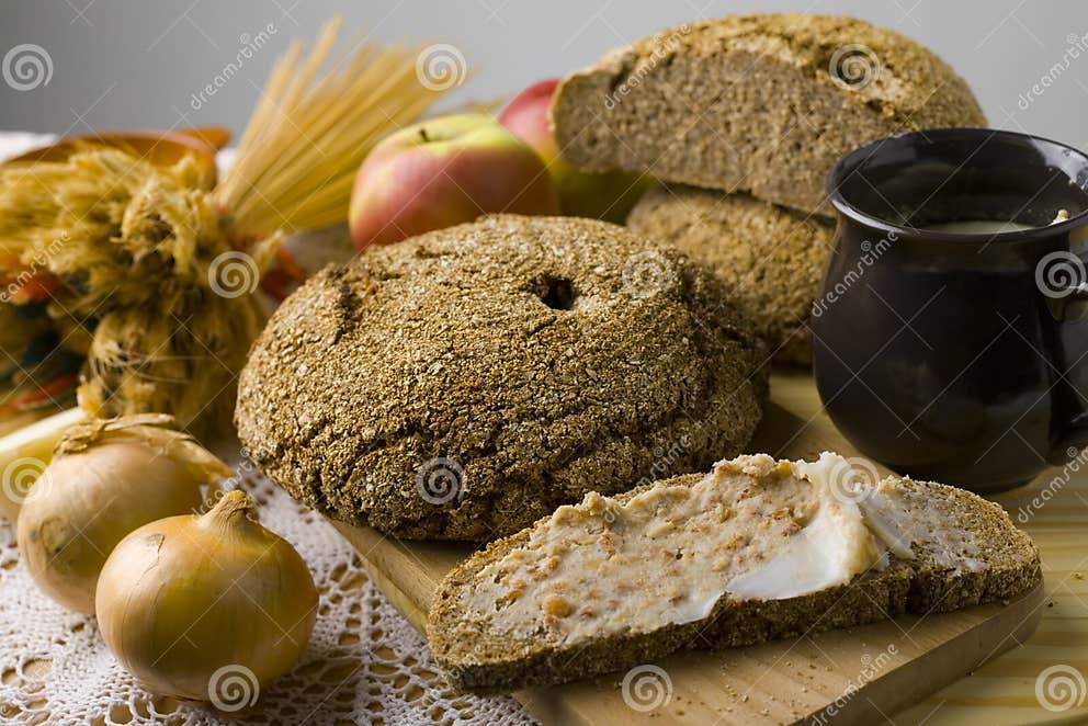 Bread spread with lard stock photo. Image of tradition 3613364
