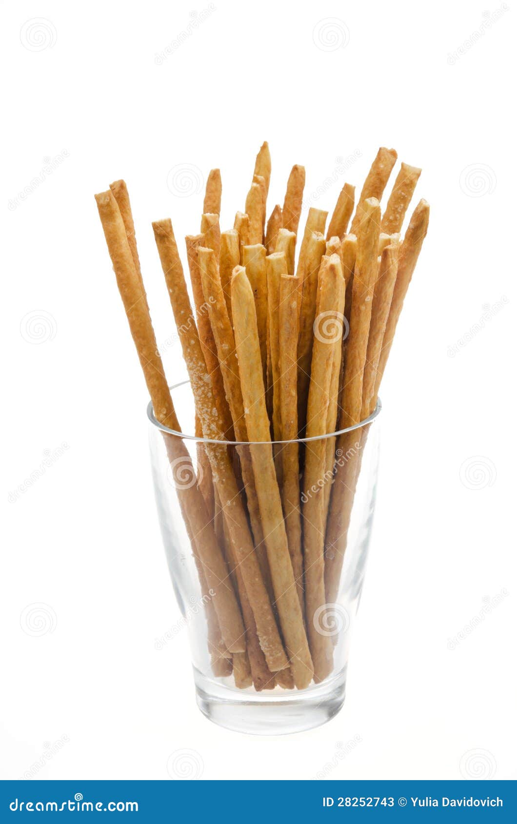 Bread Sticks With Salt In A Glass Beaker Isolated Stock Image Image