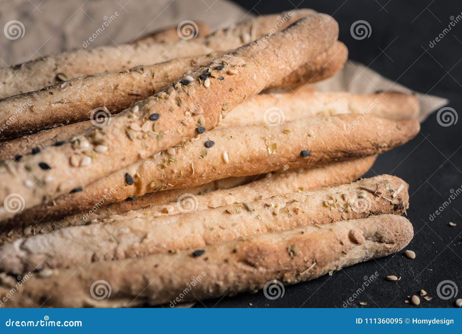 Bread Sticks with Salt and Herbs Stock Image Image of background